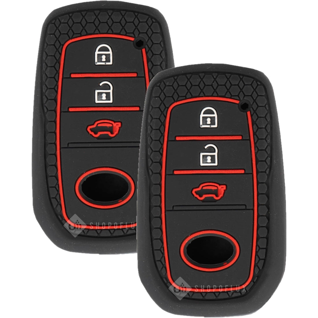 SHOPOFLUX Silicone Key Cover Compatible with Toyota Fortuner | Fortuner Legender | Innova Hycross 3 Button Smart Key - Black Pack of 2