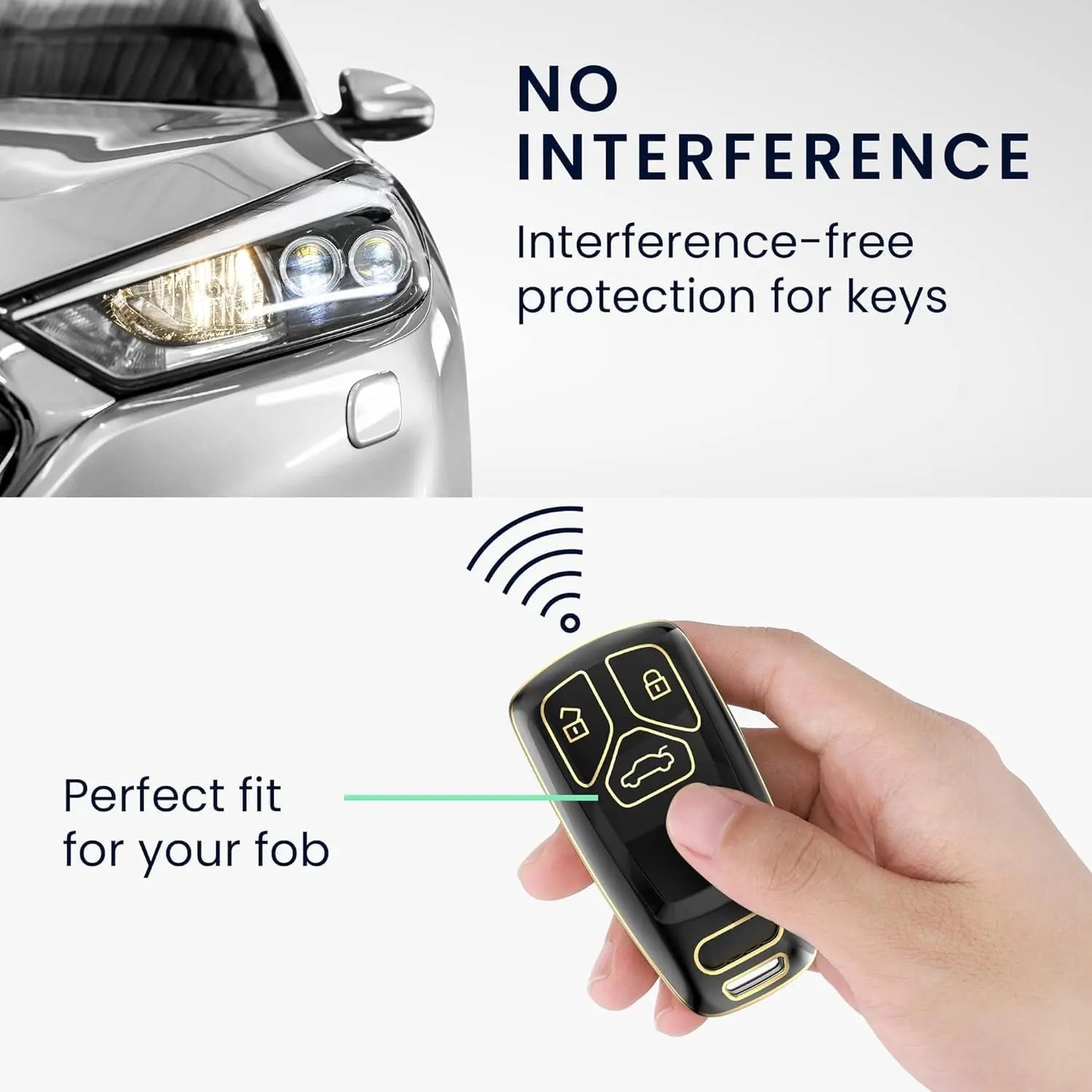 SHOPOFLUX TPU Car Key Cover Compatible for Audi Q5, A5, A8, Q7, A4, A6 3 Button Smart Key - Black