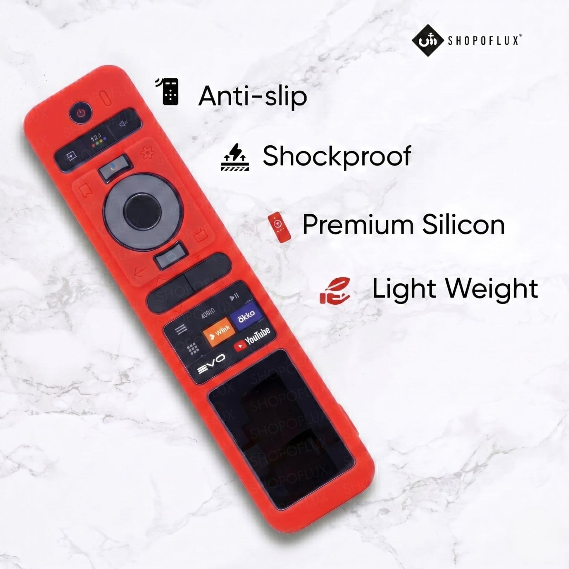 SHOPOFLUX Silicone TV Remote Cover Compatible with Haier TV Protective Case with Lanyard [Remote Not Included] (Red) Shopoflux