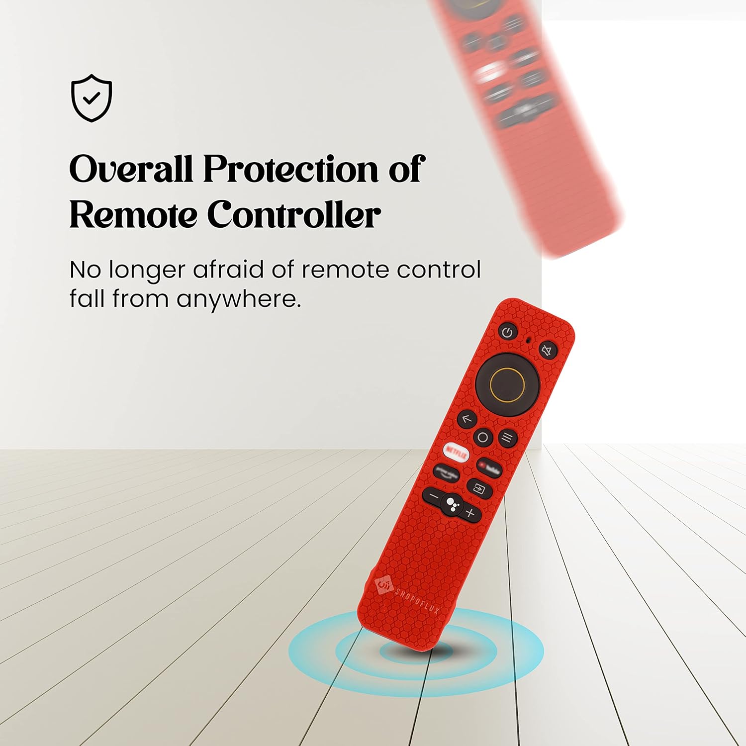 SHOPOFLUX Silicone Remote Cover Compatible with REALME Smart LED TV Anti Slip Remote Case Shockproof Cover (Red) Shopoflux