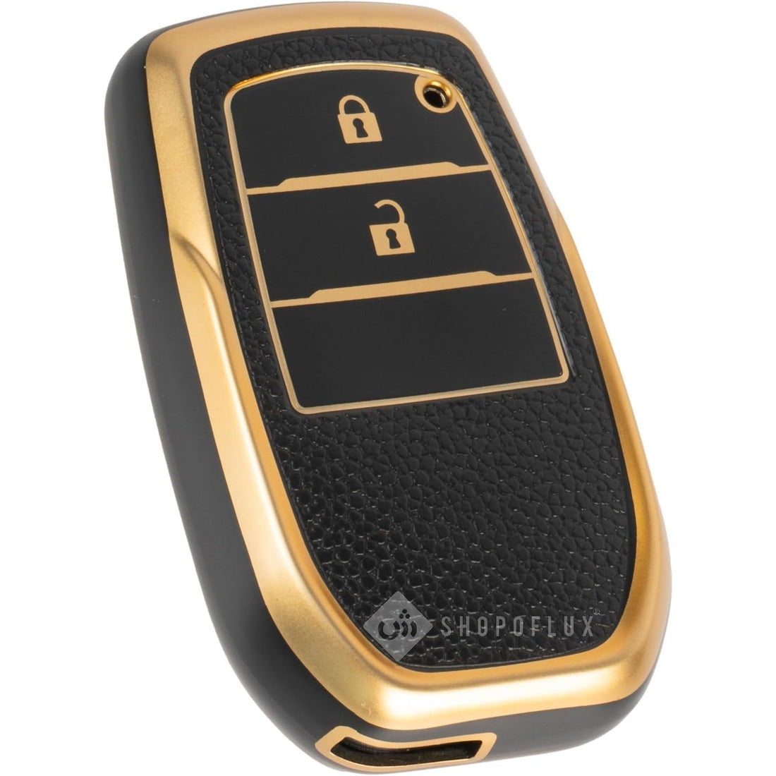 SHOPOFLUX TPU Leather Key Cover Compatible with Toyota Innova Crysta | Hilux 2022 | Invicto 2023 Key Cover 2 Button Smart Key Only
