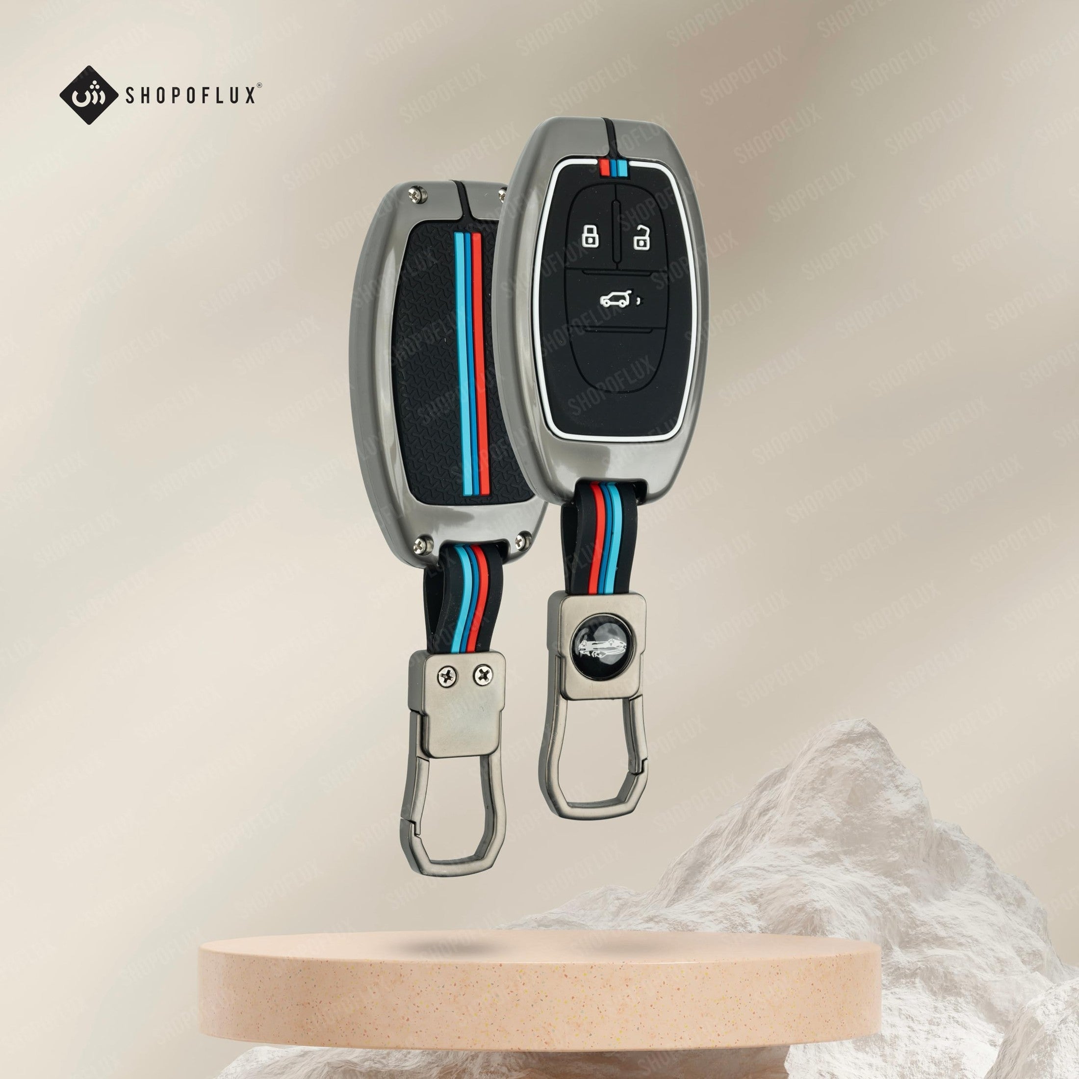 SHOPOFLUX Metal Key Cover Compatible with MG Gloster 3 Button Smart Key