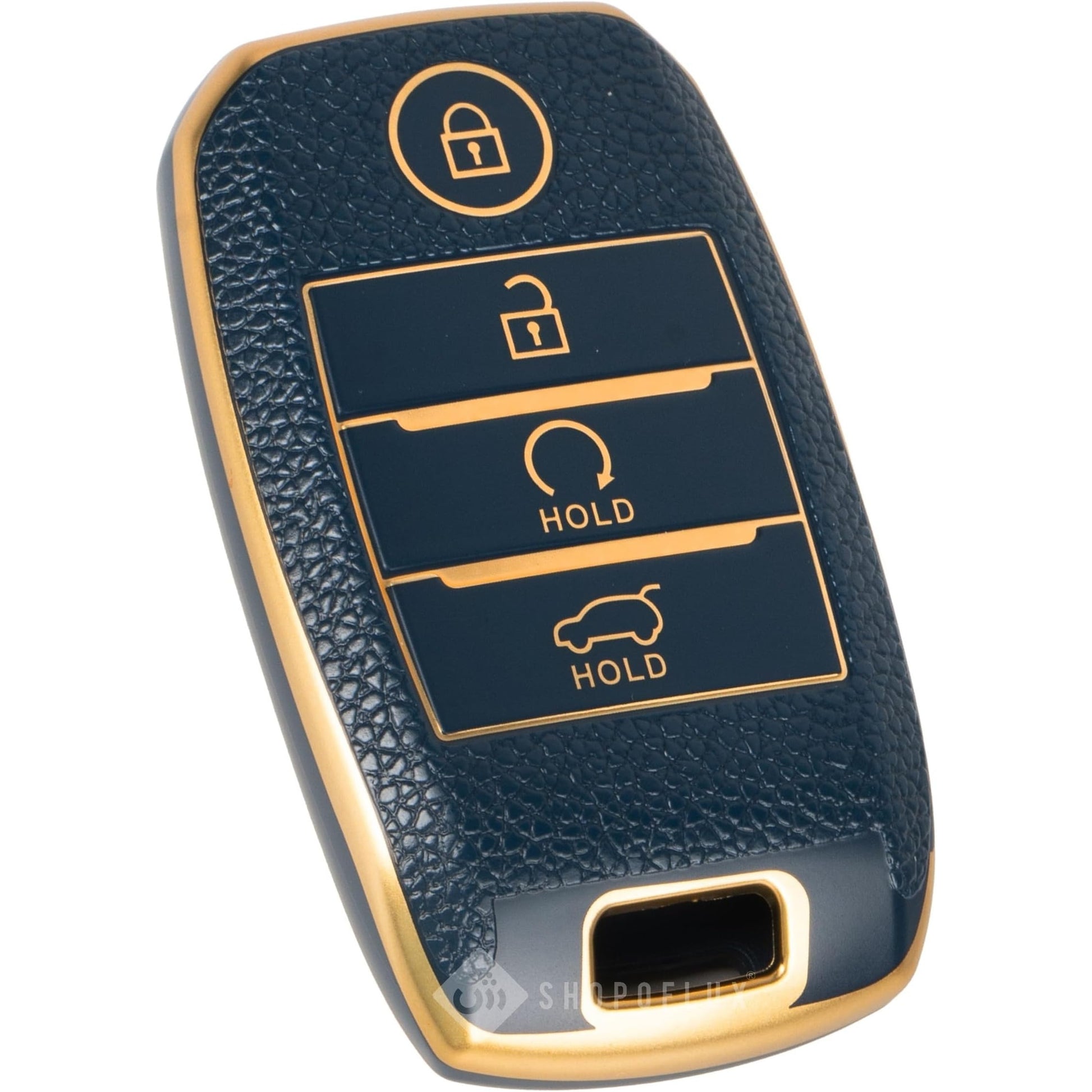 SHOPOFLUX TPU Leather Key Cover Compatible with Kia Seltos | Sonet | Carens 4 Button Smart Key