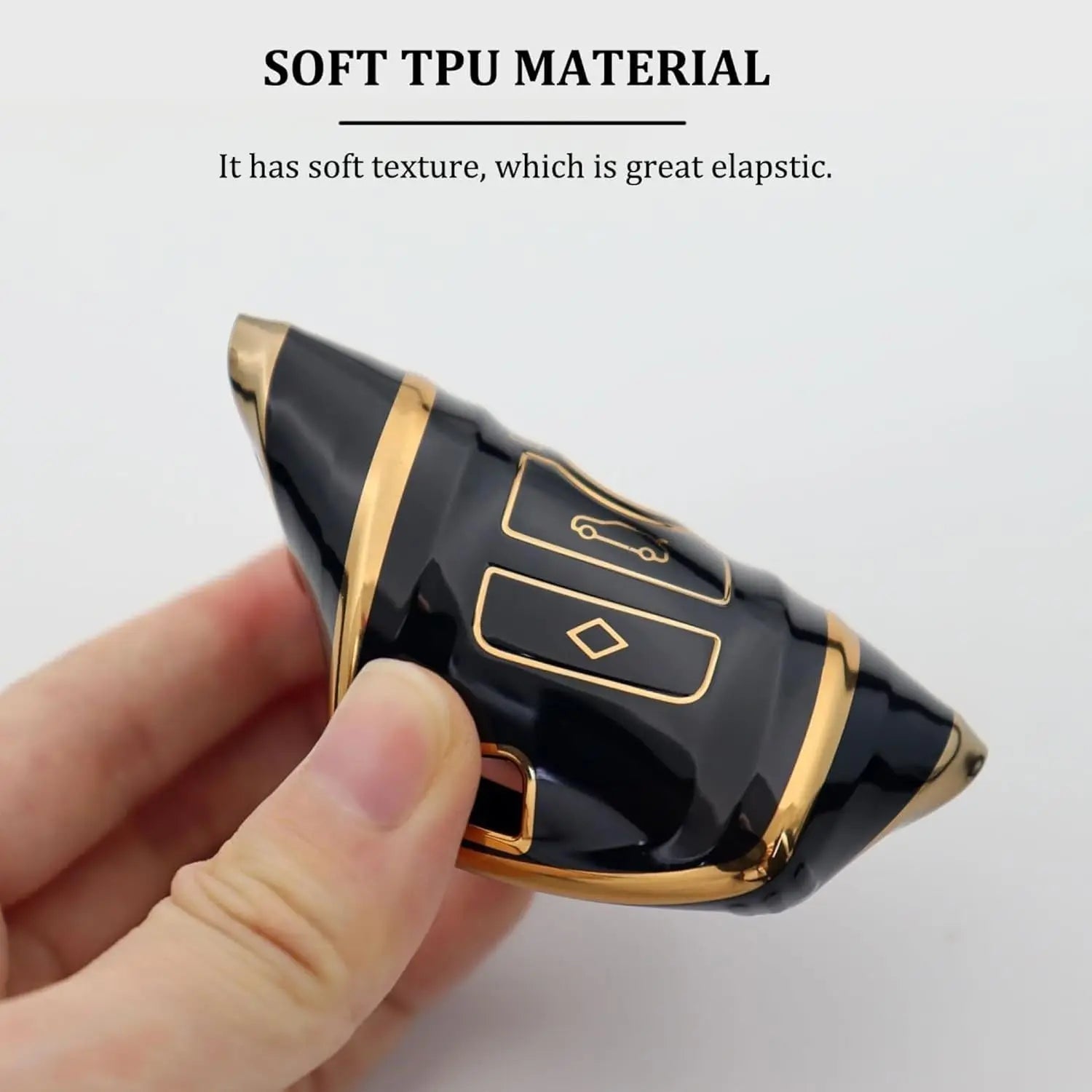 SHOPOFLUX TPU Car Key Cover Compatible for BMW X4, X3, 5 Series, 6 Series, 3 Series, 7 Series 4 Button Smart Key - Black
