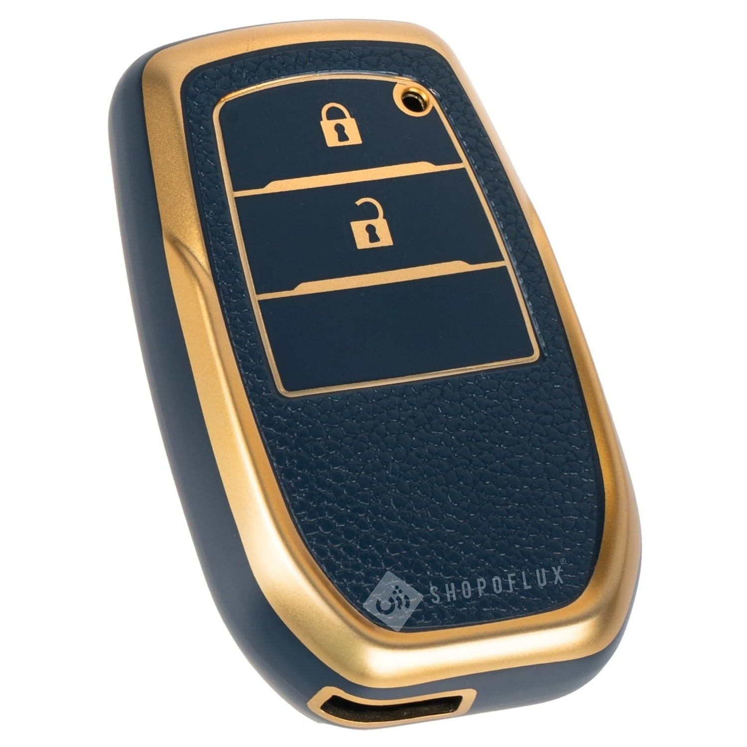 SHOPOFLUX TPU Leather Key Cover Compatible with Toyota Innova Crysta | Hilux 2022 | Invicto 2023 Key Cover 2 Button Smart Key Only