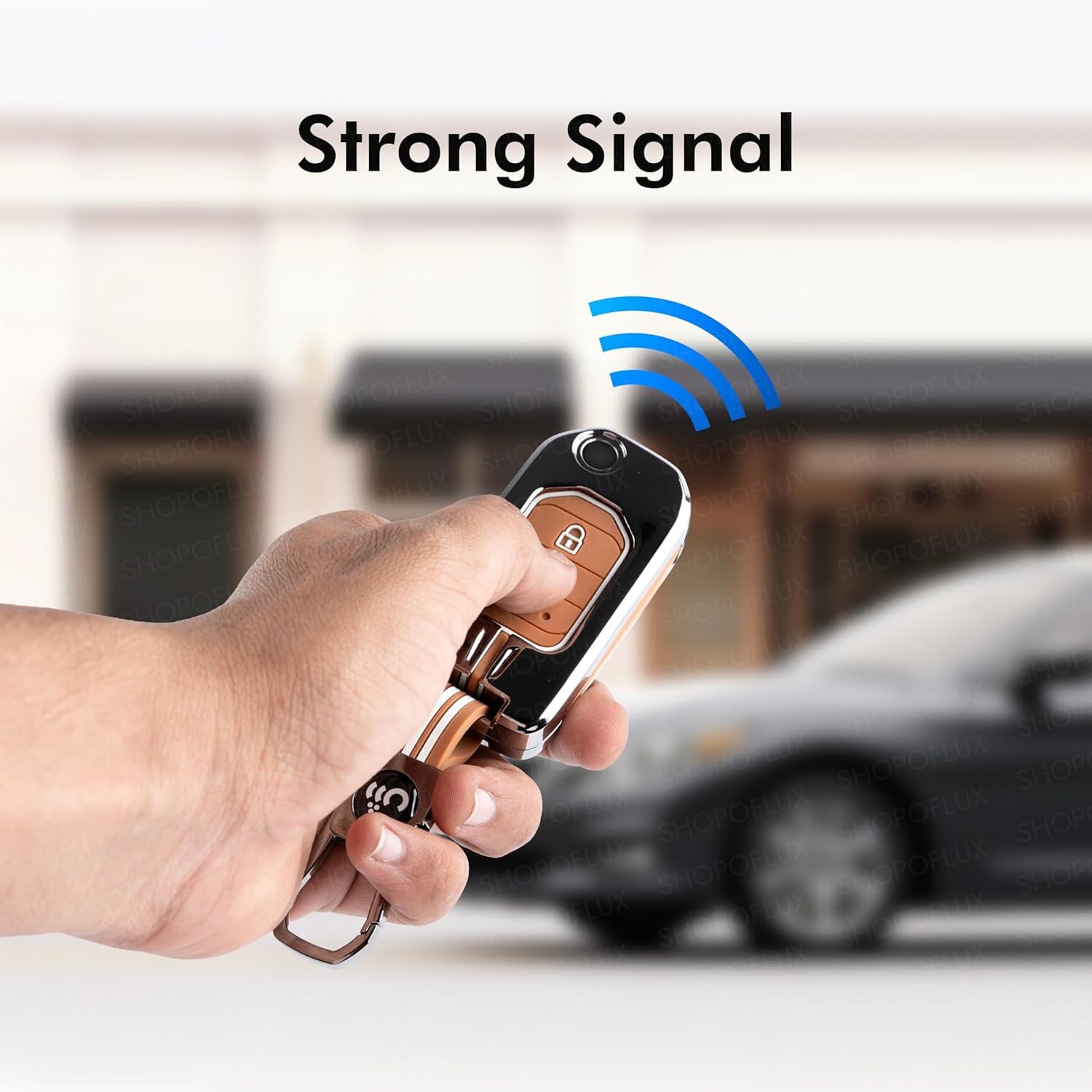 SHOPOFLUX Metal Key Cover Compatible for Honda Amaze, Honda City, Jazz, CR-V, WR-V 2 Button Flip Key (Metal Silicone Brown) Shopoflux