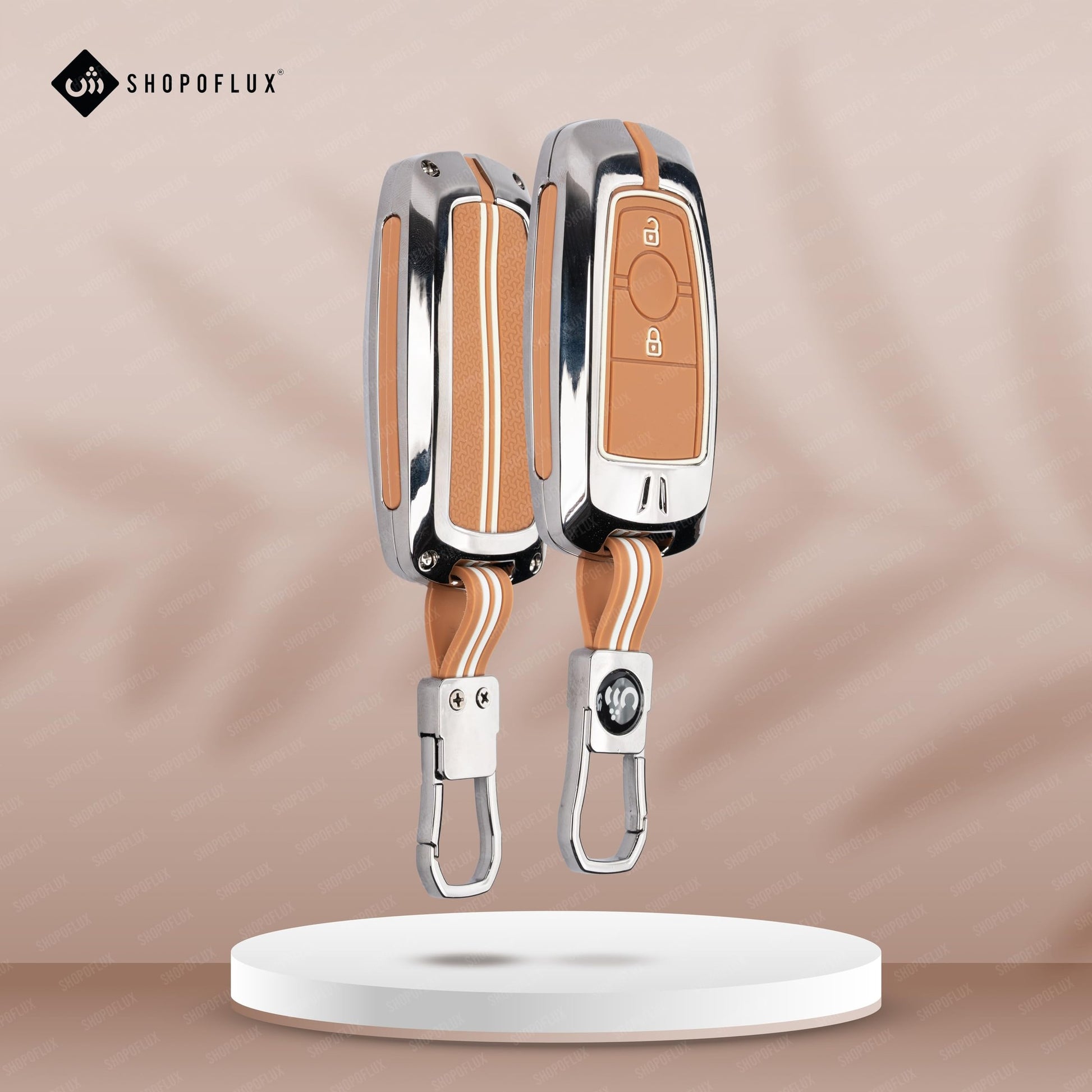 SHOPOFLUX Metal Key Cover Compatible with New Ford Ecosport Titanium (Metal Brown Silicone) (Copy) Shopoflux