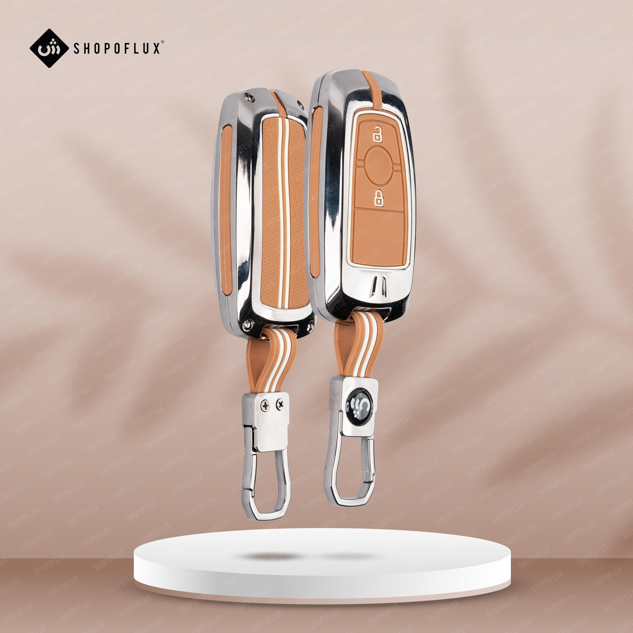 SHOPOFLUX Metal Key Cover Compatible with New Ford Ecosport Titanium (Metal Brown Silicone) (Copy) Shopoflux