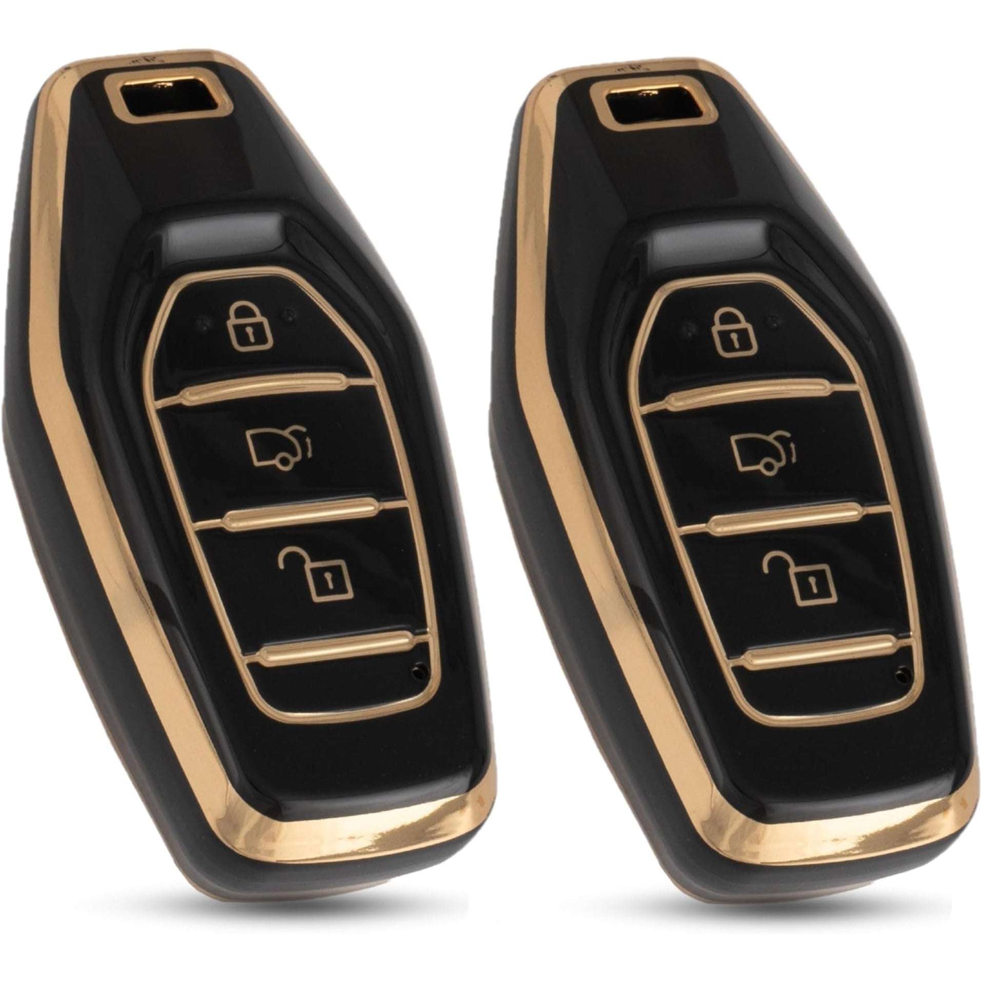 SHOPOFLUX TPU Key Cover Compatible with Mahindra XUV 500 Smart Key | Accessories Push Button Start Models Pack of 2 Black Tup Pack 2