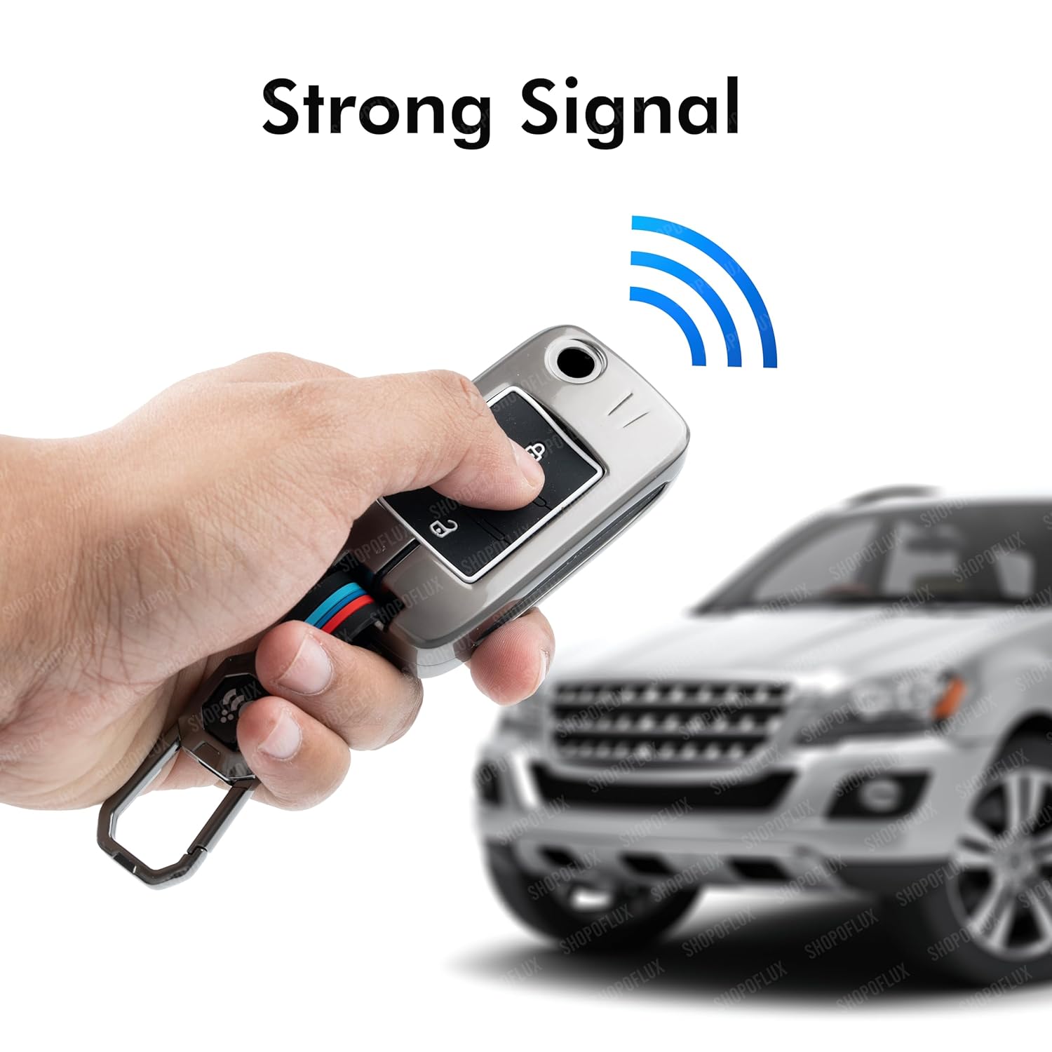 SHOPOFLUX Metal Car Key Cover Compatible for MG Hector Astor 3 Buttons Flip Key - Black