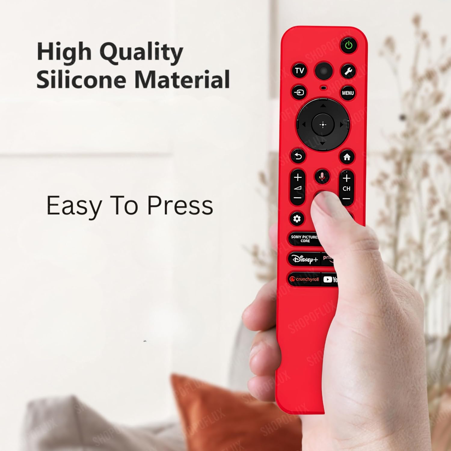SHOPOFLUX Silicone TV Remote Cover Compatible with Sony Bravia Smart Tv Voice Remote Protective case (RED) Shopoflux