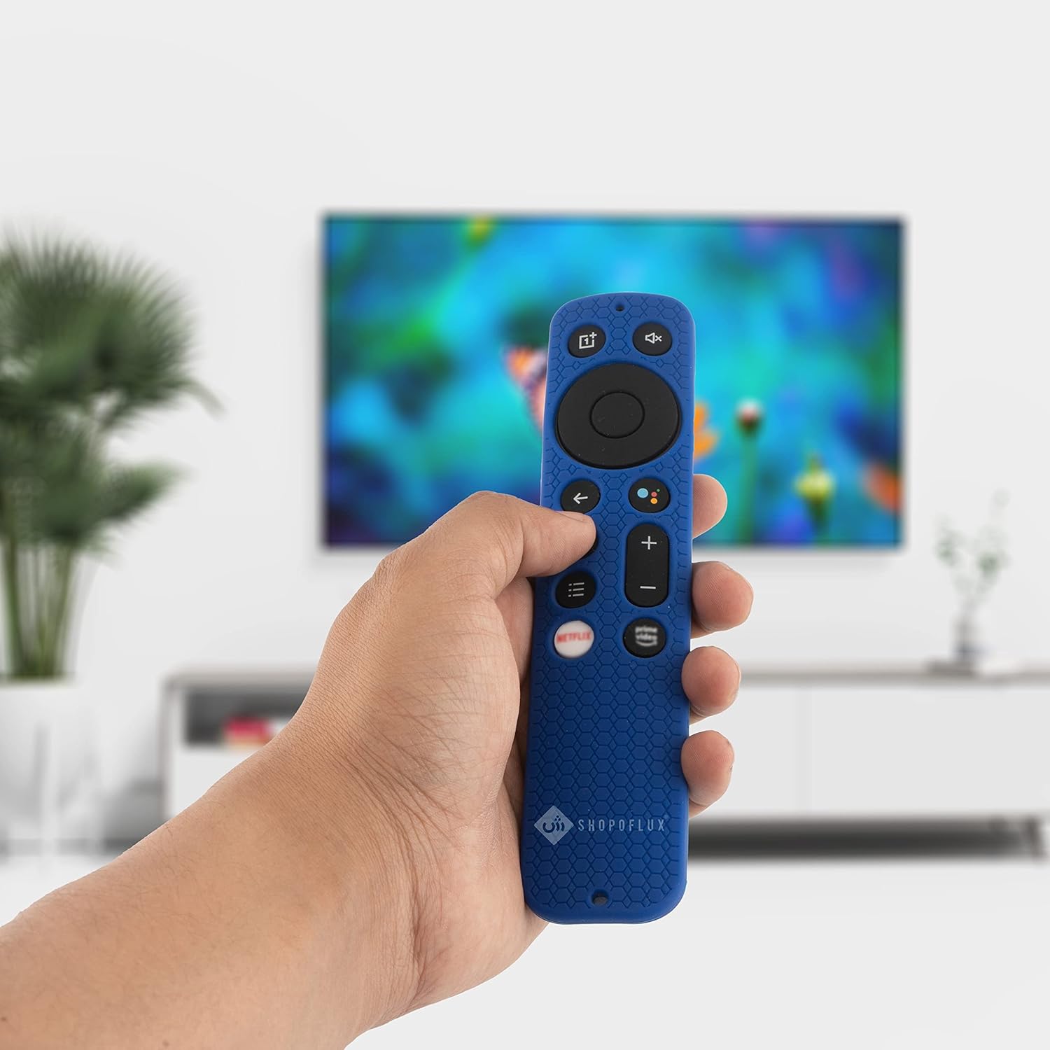 SHOPOFLUX Silicone Remote Cover Compatible with Oneplus Q Series/U Series / Y1S / Y1S Edge Smart LED TV Remote (Blue) Shopoflux