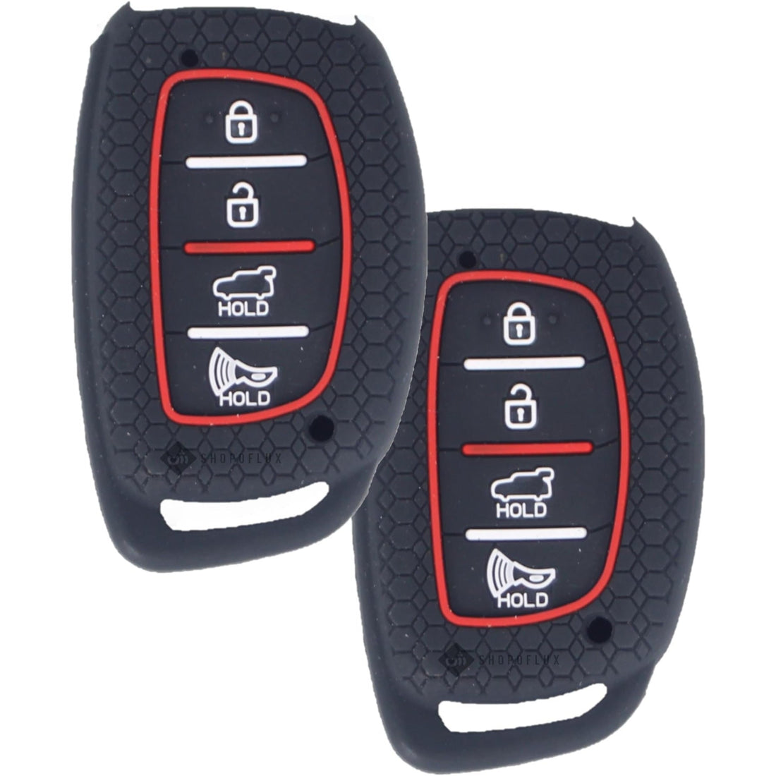 Shopoflux® Silicone Key Cover Pack 2 Compatible with Hyundai i20 Asta 2021 | Aura | Creta | Elantra | Tucson | Venue Smart Key Black