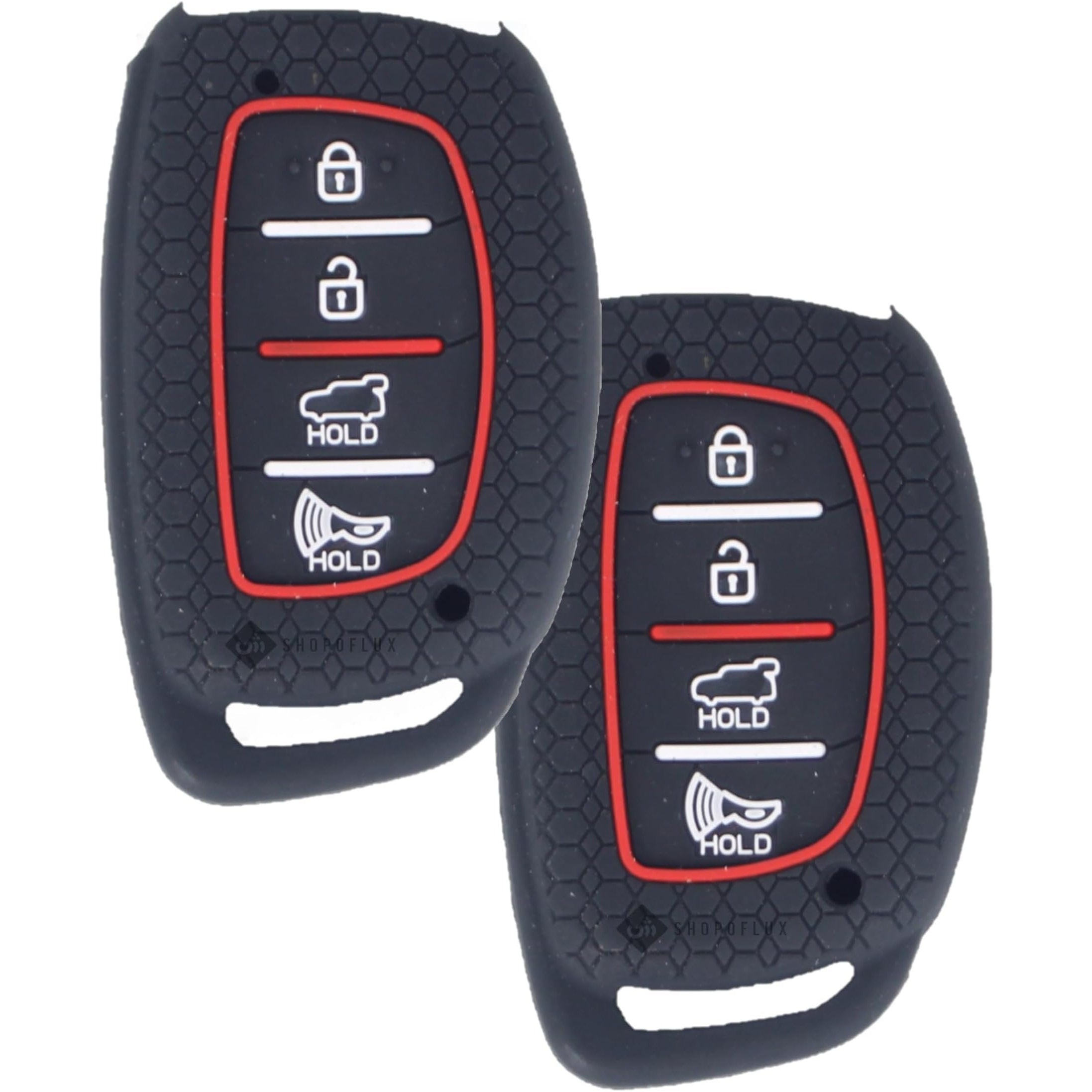 Shopoflux® Silicone Key Cover Pack 2 Compatible with Hyundai i20 Asta 2021 | Aura | Creta | Elantra | Tucson | Venue Smart Key Black