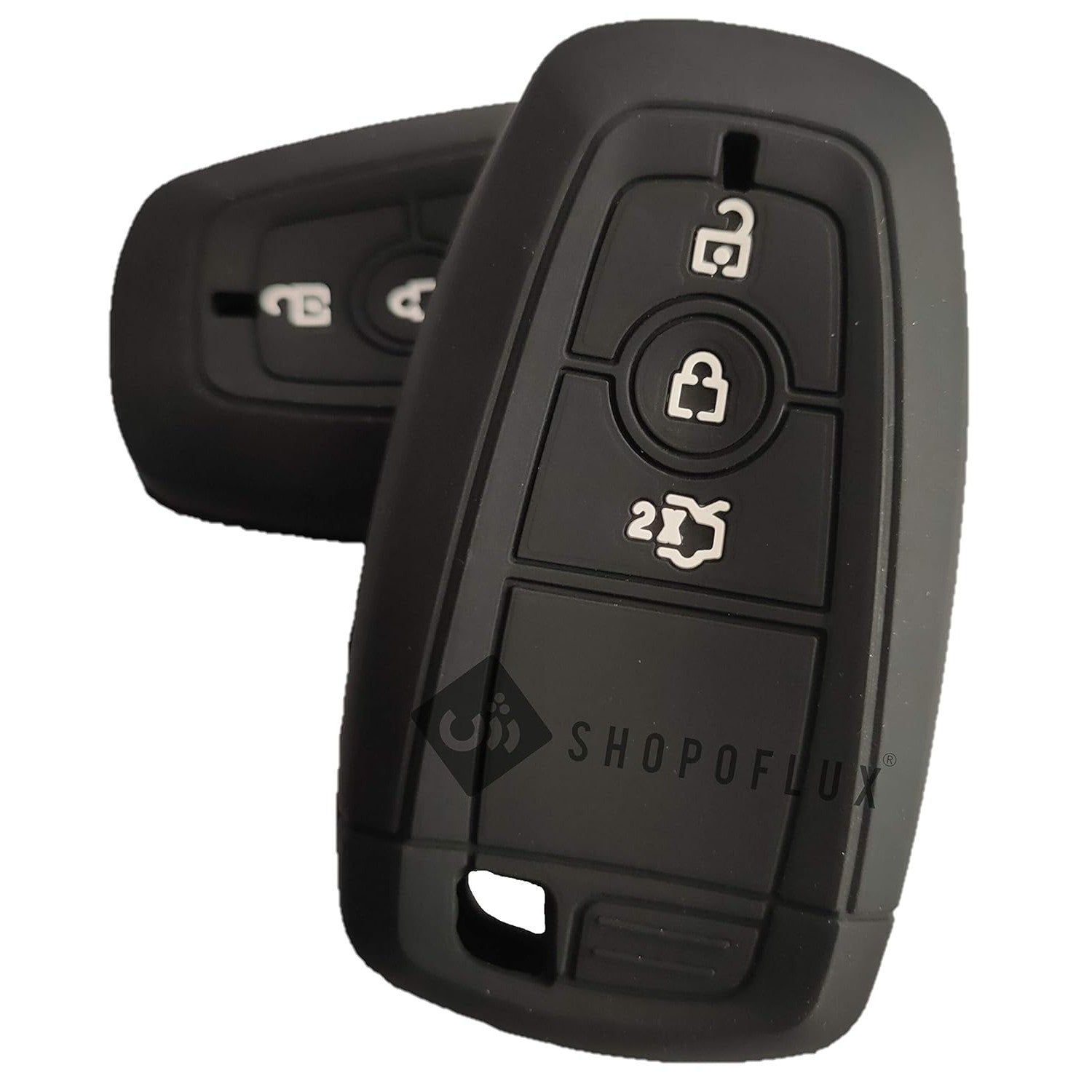 Shopoflux® Silicone Smart Key Cover Compatible with Endeavour | Figo | Aspire | Freestyle Titanium Pack 2 Black Silicon