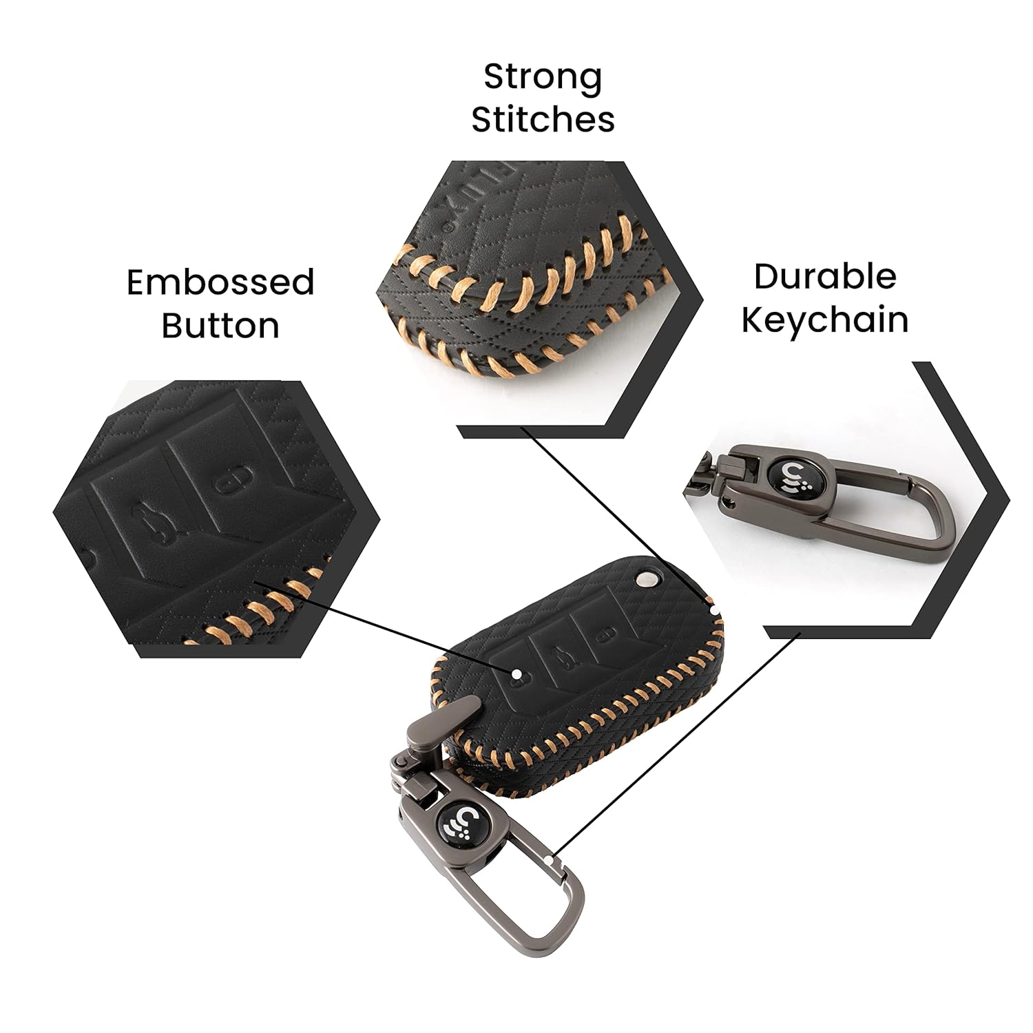 SHOPOFLUX Leather Key Cover Compatible with Mahindra Scorpio N | 3XO | XUV 300 | Marazzo | XUV 700 | XUV 400 ev | Bolero | Thar Roxx 3 Button Flip Key