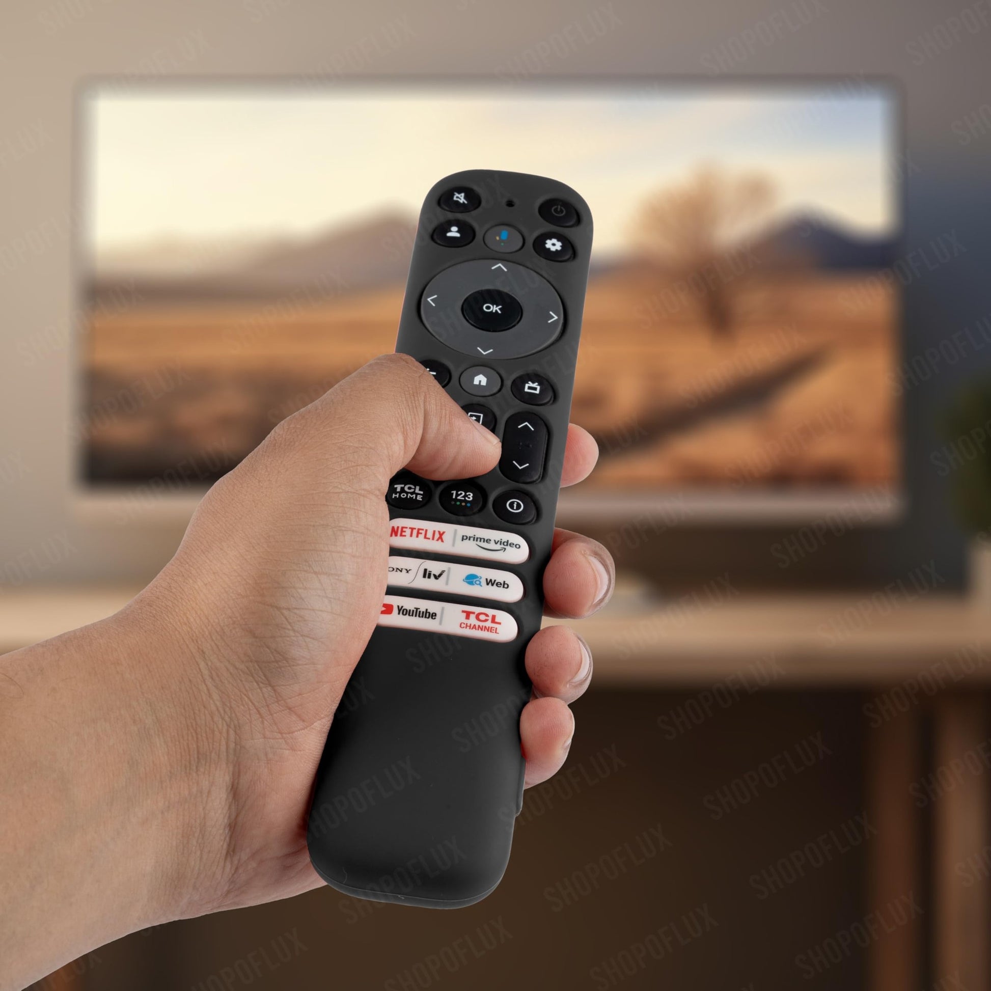 SHOPOFLUX Silicone TV Remote Cover Case Compatible with TCL Tv Remote RC802NU1 / IFFALCON Smart LED TV Protective Cover (Black) Shopoflux