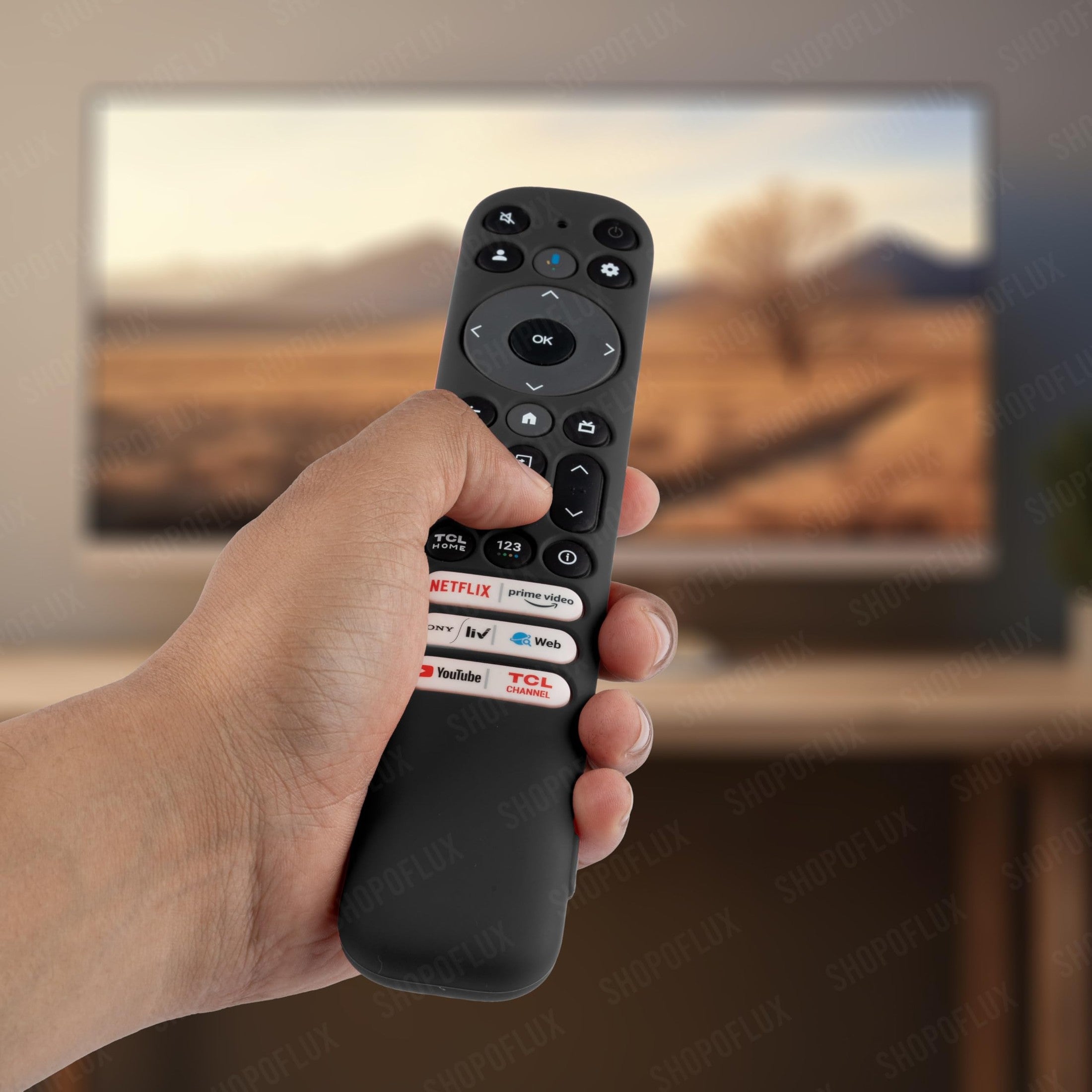 SHOPOFLUX Silicone TV Remote Cover Case Compatible with TCL Tv Remote RC802NU1 / IFFALCON Smart LED TV Protective Cover (Black) Shopoflux