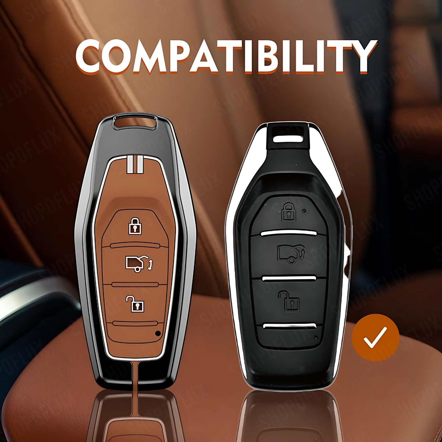 SHOPOFLUX Metal Key Cover Compatible with Mahindra XUV 500 Smart Key | Accessories (Brown Silicone) Shopoflux