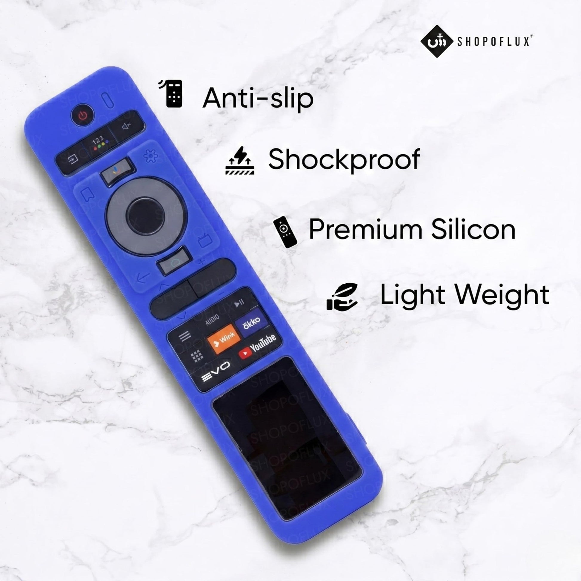SHOPOFLUX Silicone TV Remote Cover Compatible with Haier TV Protective Case with Lanyard [Remote Not Included] (Blue) Shopoflux