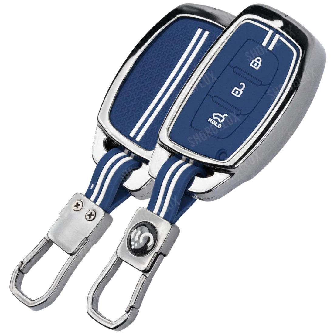 SHOPOFLUX Key Cover for Hyundai Grand i10 NIOS Asta | Venue | i20 | Aura | Exter | Creta | Elantra 3 Button Smart Key Only (Metal Blue Silicone) Shopoflux