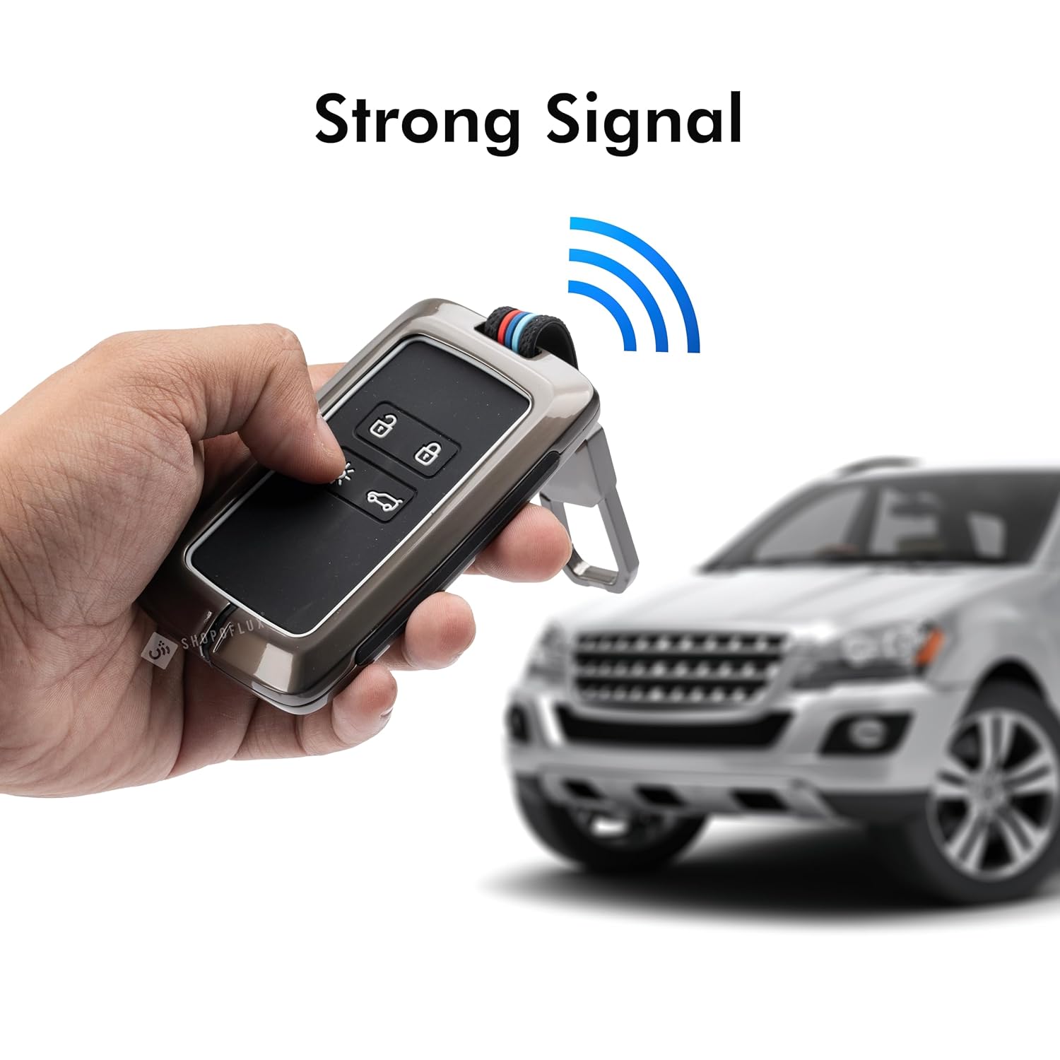 SHOPOFLUX Metal Key Cover Compatible with Renault Triber | Kiger 4 Button Smart Key Black