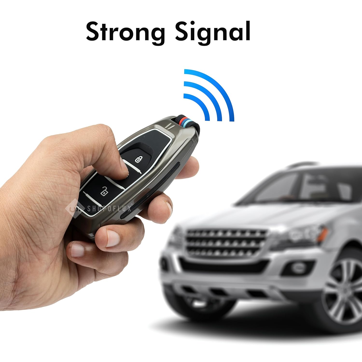 SHOPOFLUX Metal Key Cover Compatible with Mahindra XUV 500 Smart Key | Accessories