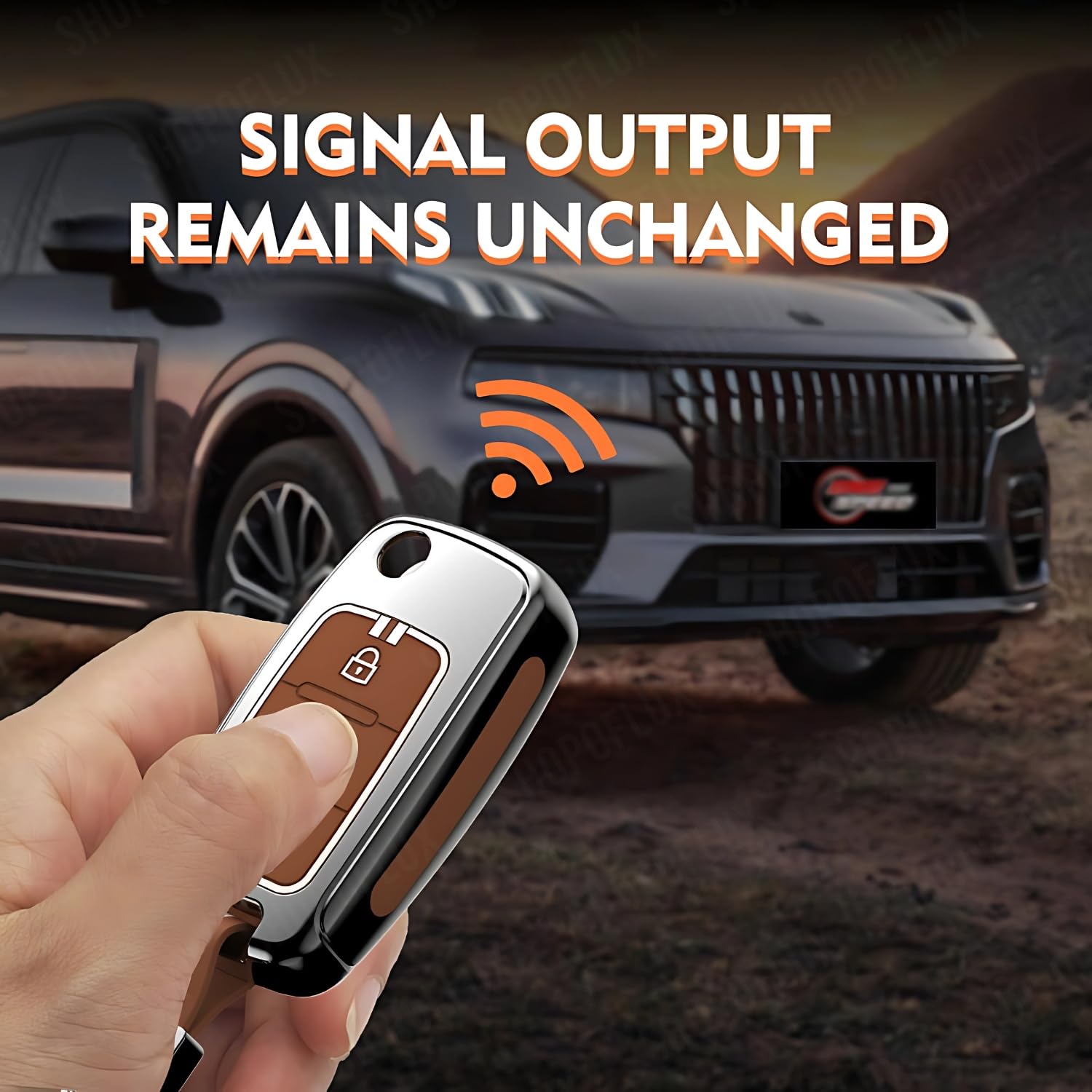 SHOPOFLUX Metal Key Cover Compatible for Skoda & Volkswagen Cars Octavia, Laura, Superb, Fabia, Rapid, Polo, Vento, Jetta, Ameo, Passat 3 Button Flip Key (Brown Silicone) Shopoflux