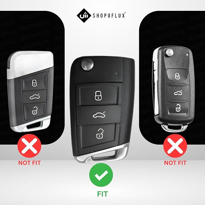SHOPOFLUX Metal Key Cover Compatible for Skoda & Volkswagen Cars Kylaq | Slavia | Kushaq | Octavia | Virtus | Taigun | Tiguan | T Roc 3 Button Flip Key
