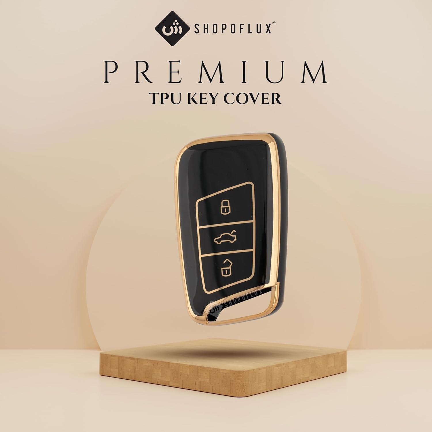 SHOPOFLUX TPU Car Key Cover Compatible for Skoda Octavia, Slavia, Kodiaq, Kushaq 3 Button Smart Key
