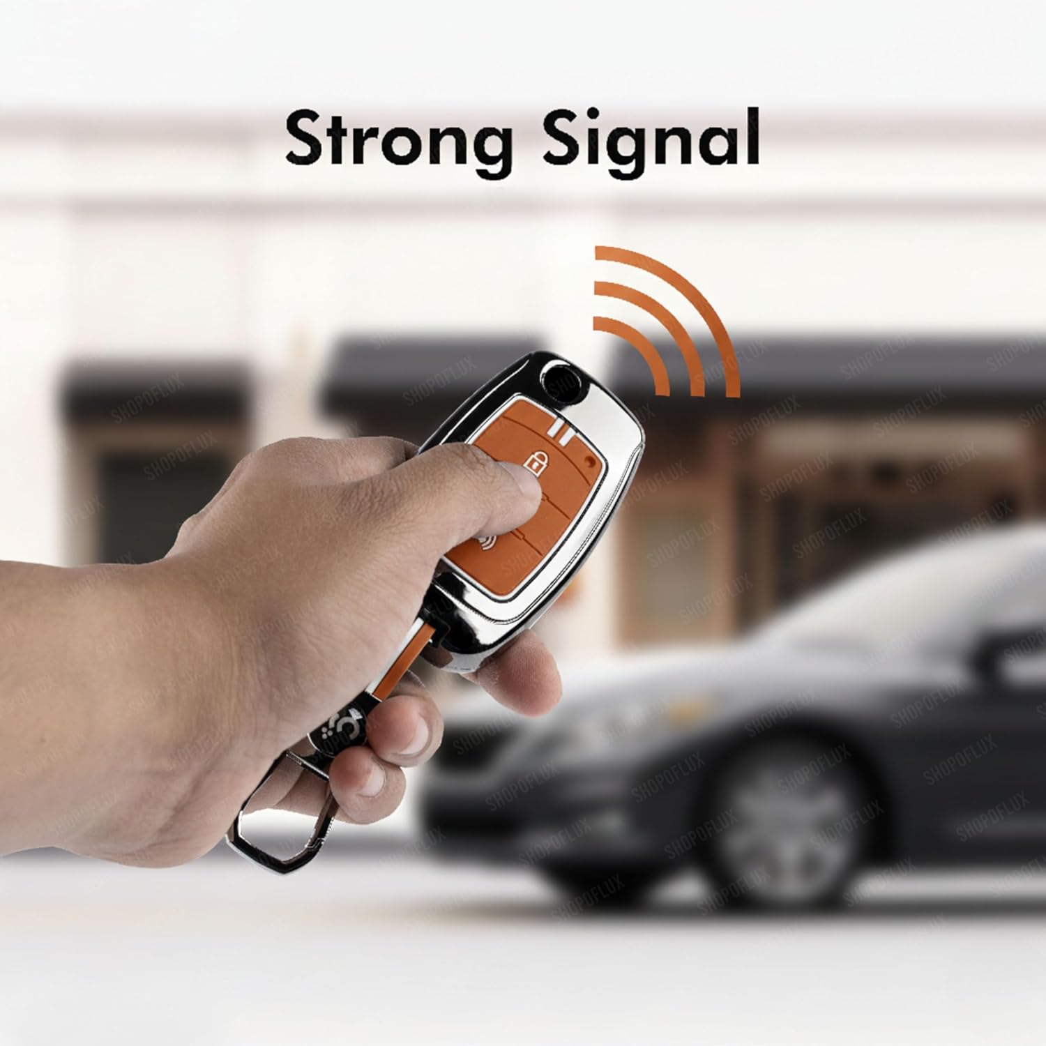 SHOPOFLUX Metal Key Cover Compatible for Mahindra XUV 300 and Alturas G4 Car 3 Button Flip Key (Metal Silicone Brown) Shopoflux