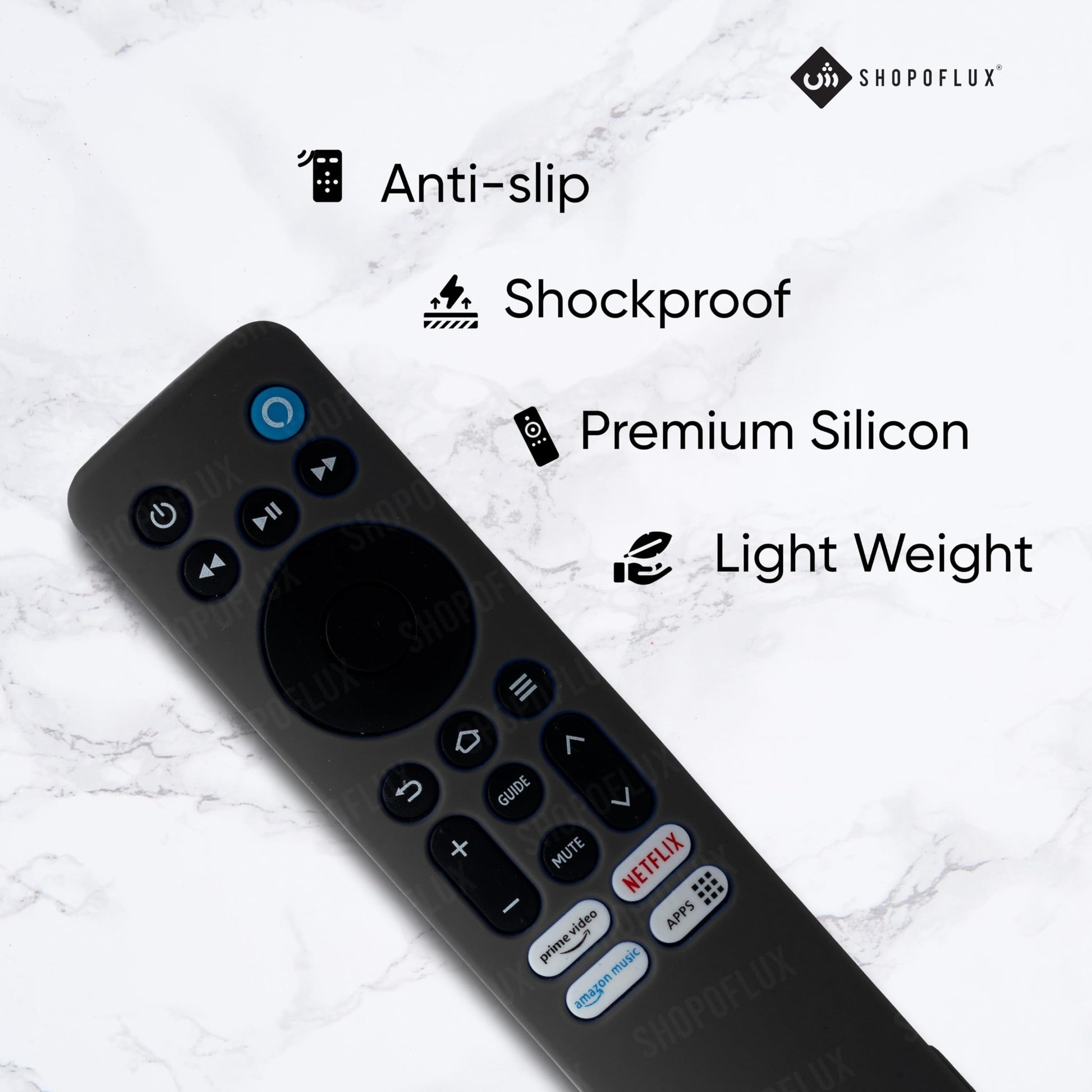 Shopoflux Silicone Tv Remote Cover Compatible with Redmi Smart Fire Tv 32, 4k 43 inches Remote Protective Case (Black) Shopoflux