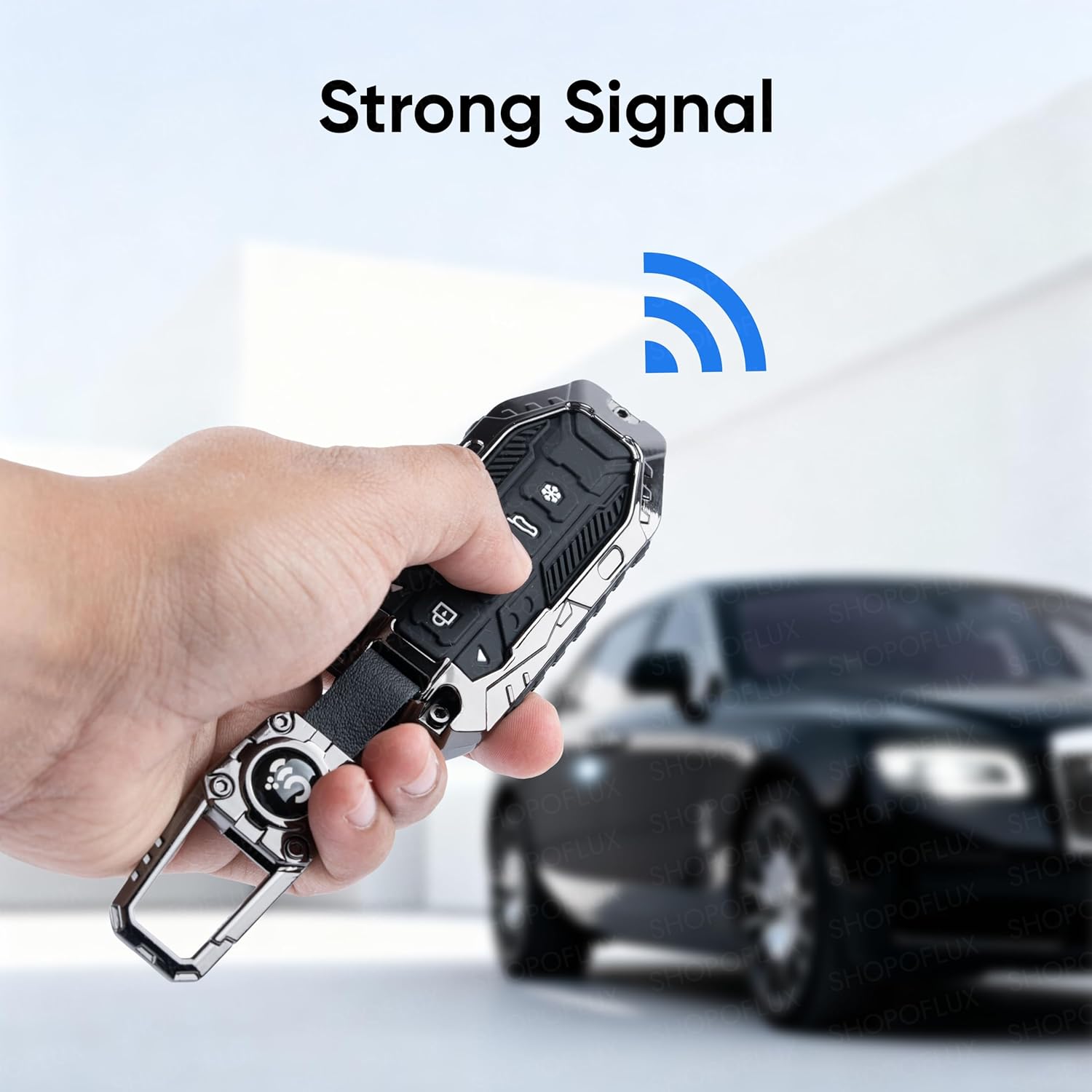 SHOPOFLUX Metal Key Cover Compatible with Mahindra BE 6, XEV 9 EV, XUV 7XO Smart Key (Metal Black Silicone) Shopoflux