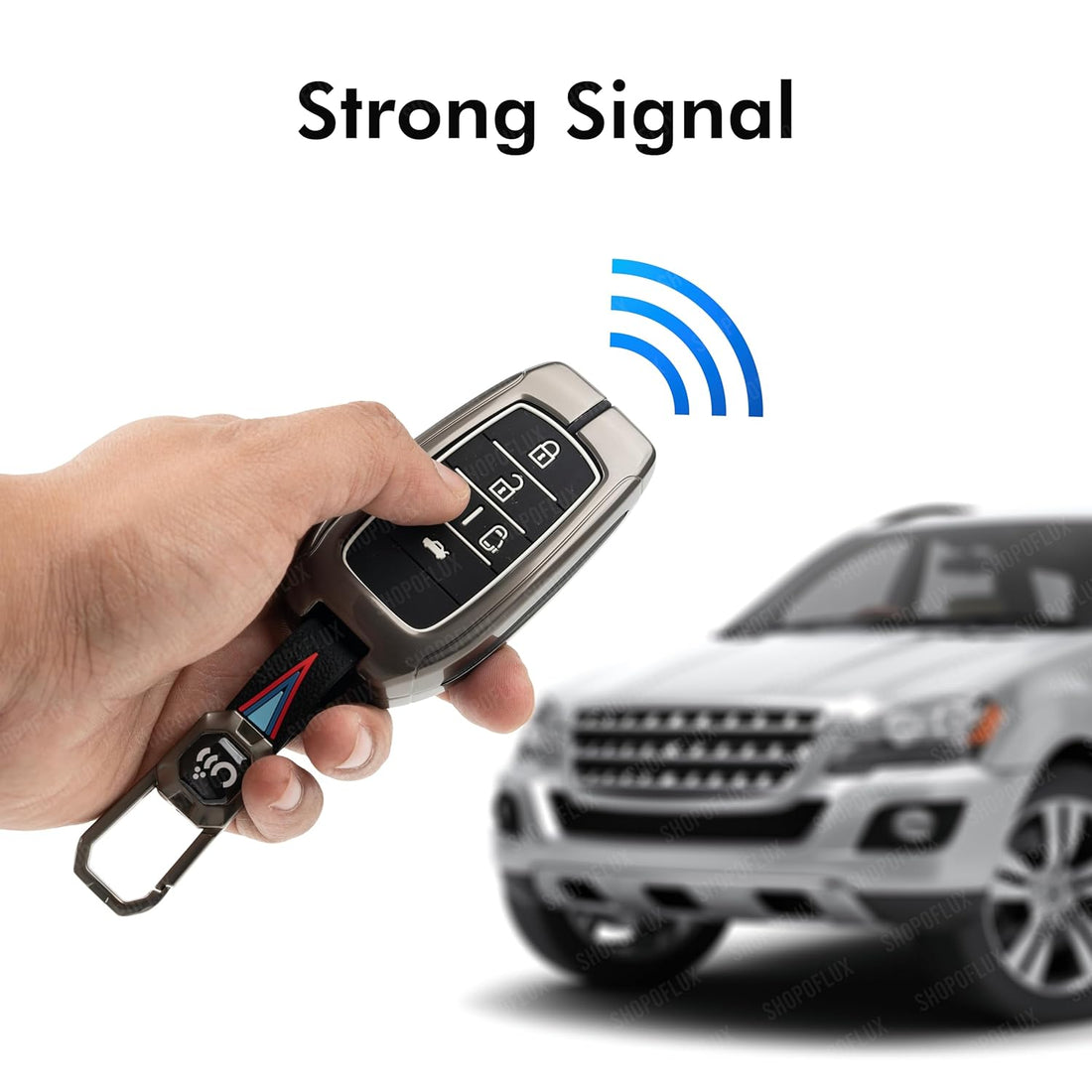 SHOPOFLUX Metal Key Cover Compatible for Toyota Vellfire 5 Button Smart Key