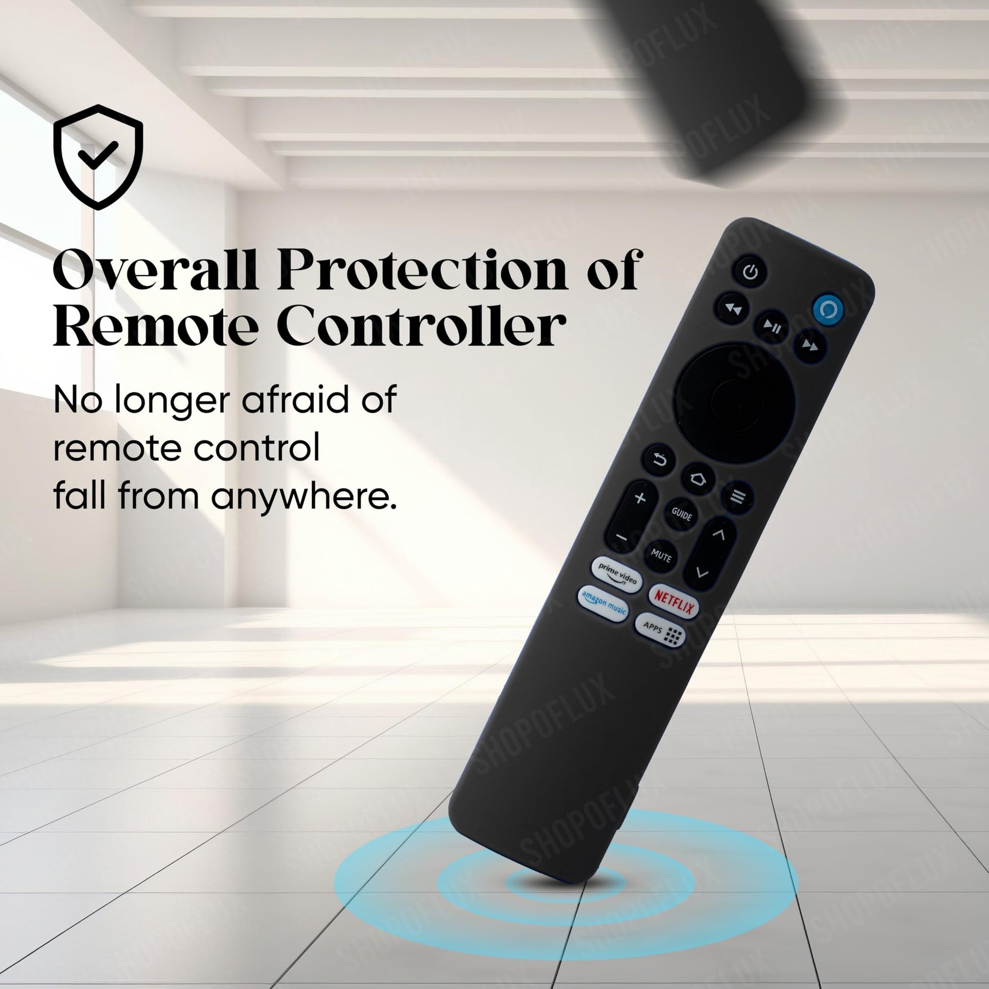 Shopoflux Silicone Tv Remote Cover Compatible with Redmi Smart Fire Tv 32, 4k 43 inches Remote Protective Case (Black) Shopoflux