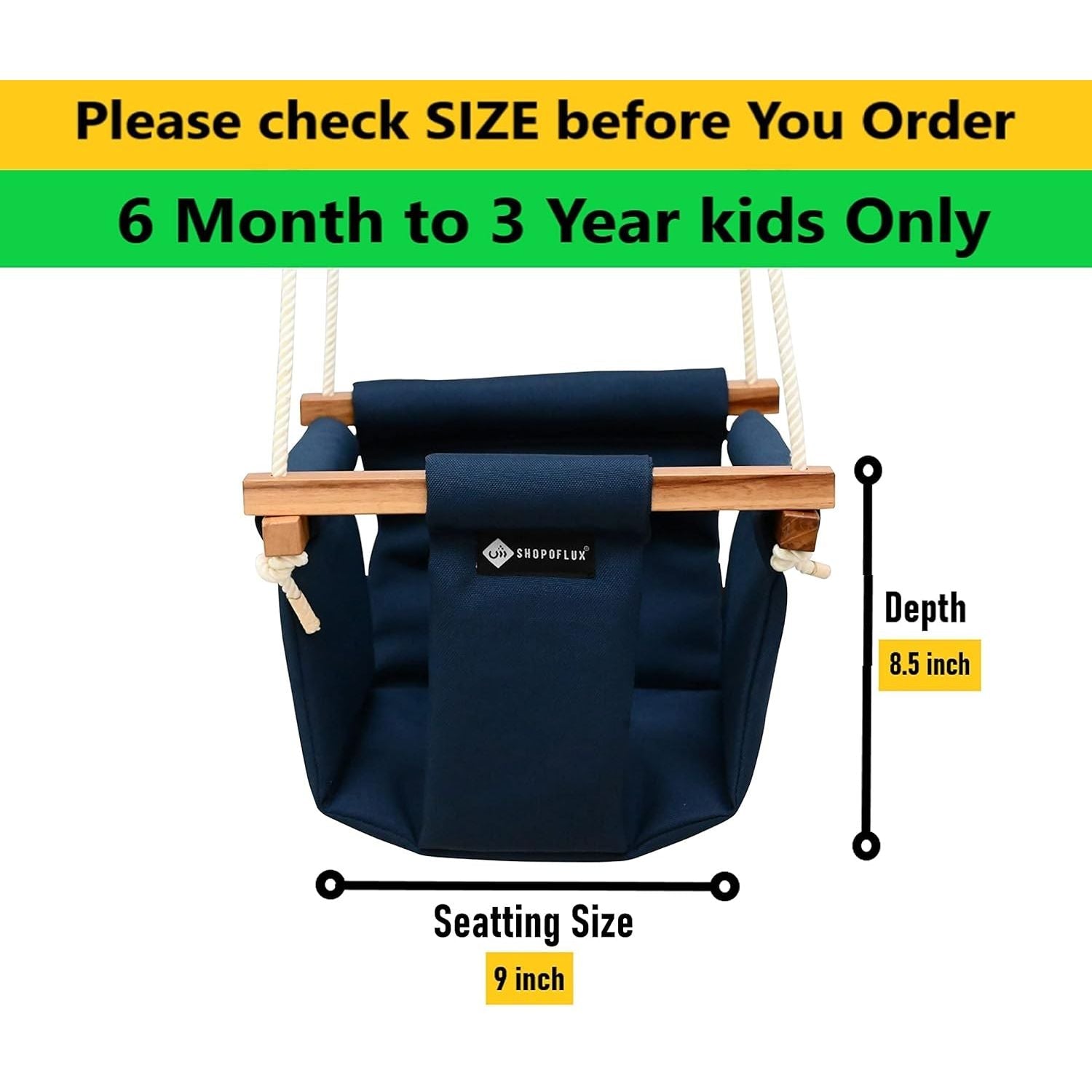 Shopoflux Swing For Kids | Baby Hanging Indoor Outdoor Jhula For Garden| 6 Months To 3 Years Up To 25 Kg Blue , Polyester, 9 Inch