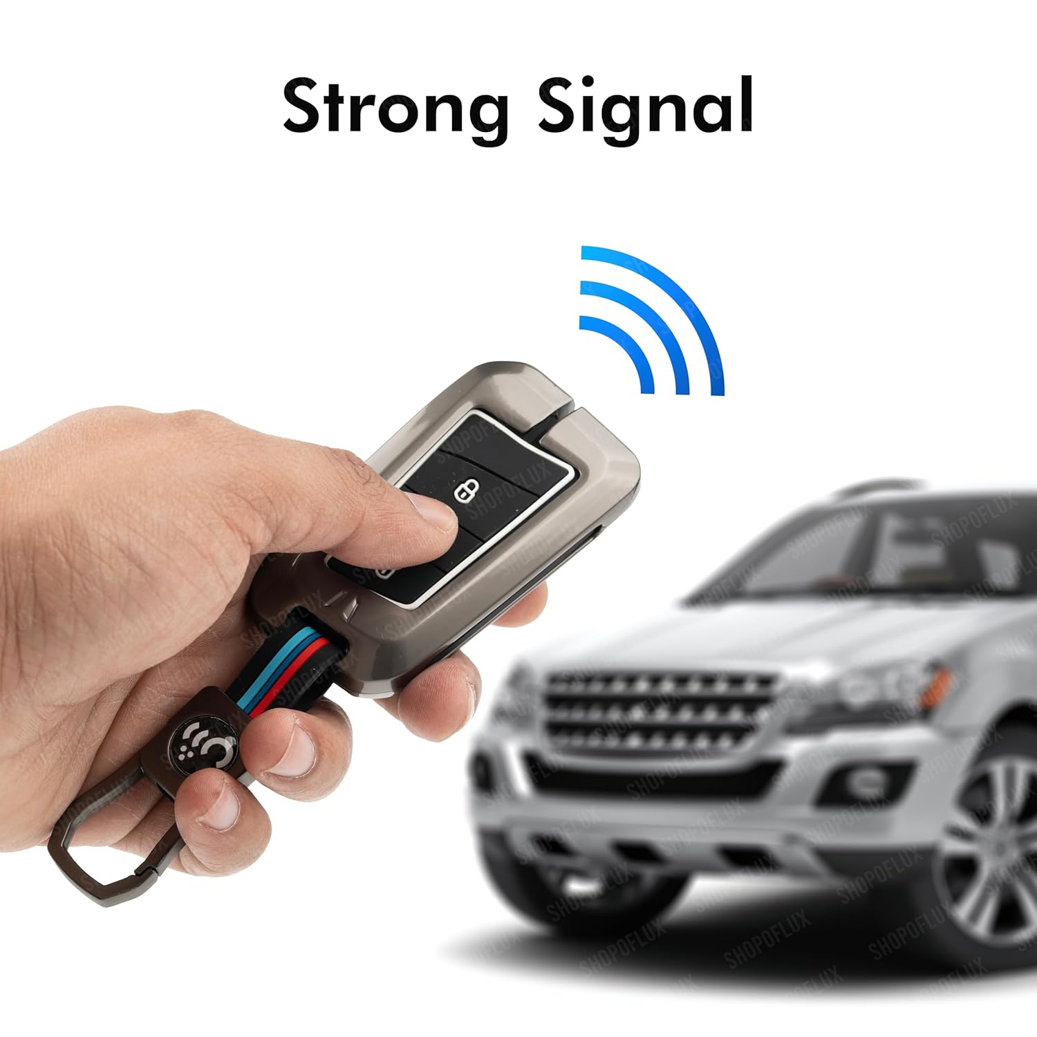 SHOPOFLUX Metal Car Key Cover Compatible for Skoda Octavia, Slavia, Kodiaq, Kushaq 3 Button Smart Key Black
