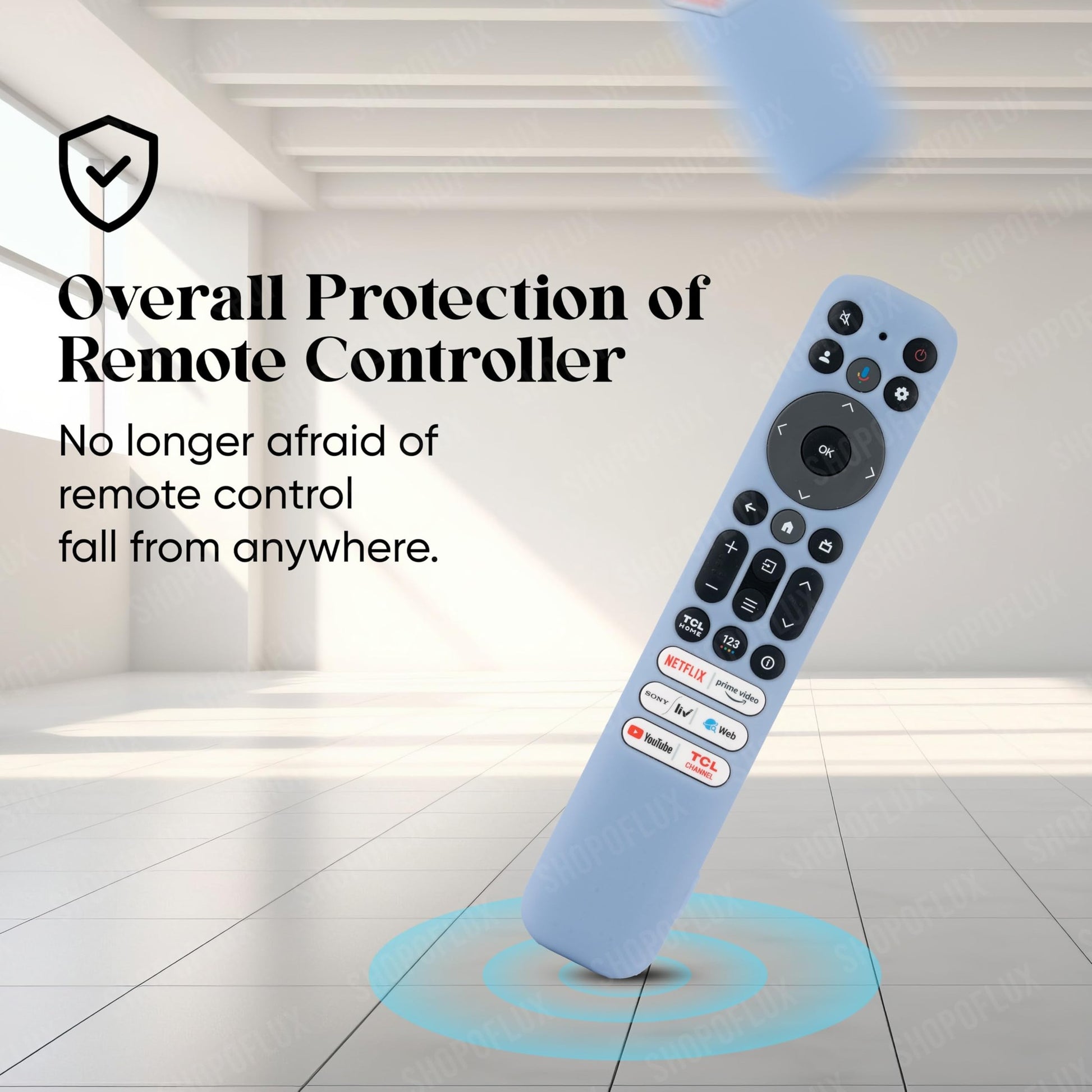 SHOPOFLUX Silicone TV Remote Cover Case Compatible with TCL Tv Remote RC802NU1 / IFFALCON Smart LED TV Protective Cover(Sky Blue) Shopoflux