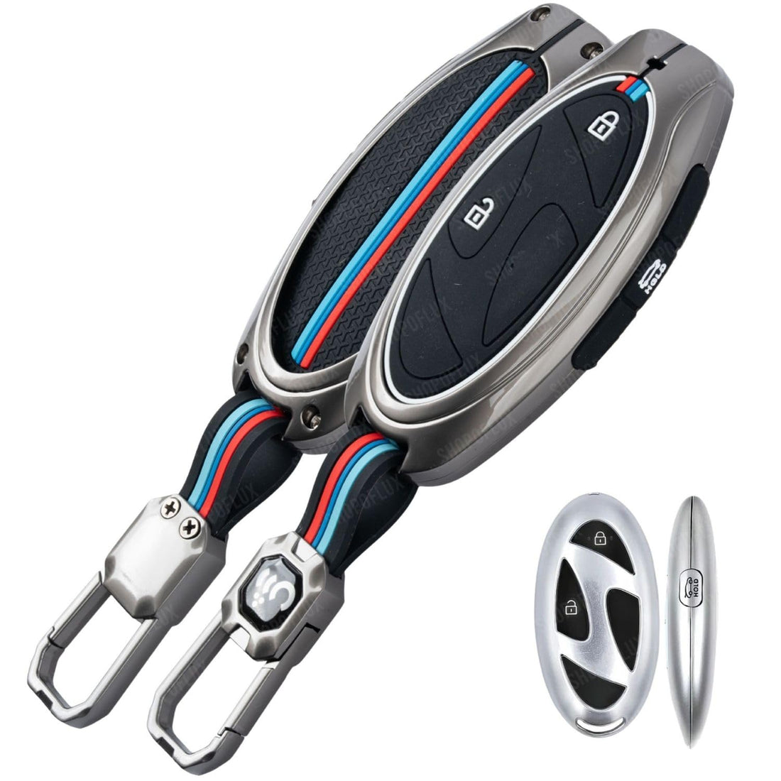 SHOPOFLUX Metal Key Cover Compatible with Hyundai Venue 3 Button Smart Key Shopoflux