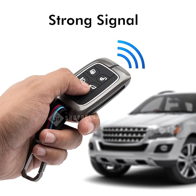 SHOPOFLUX Metal Key Cover Compatible for Jaguar & Range Rover Evoque Velar Discovery LR4 Land Rover Sport XF XJ XE F-PACE F-Type 5 Button Smart Key - Black