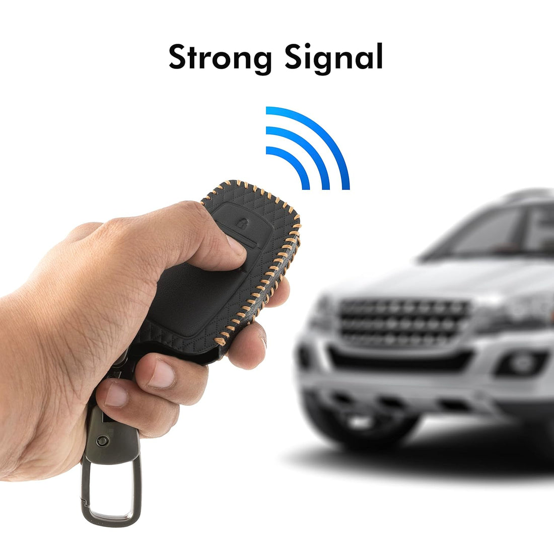 SHOPOFLUX Leather Key Cover Compatible with Toyota Innova Crysta | Hycross | Hilux 2022 | Invicto Key Cover 2 Button Smart Key Only - Black