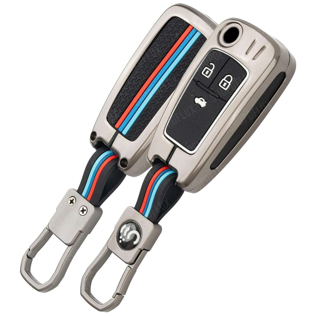 SHOPOFLUX Metal Key Cover Compatible for Chevrolet Cruze | Beat | Avio | Spark 3 Button Flip Key Only