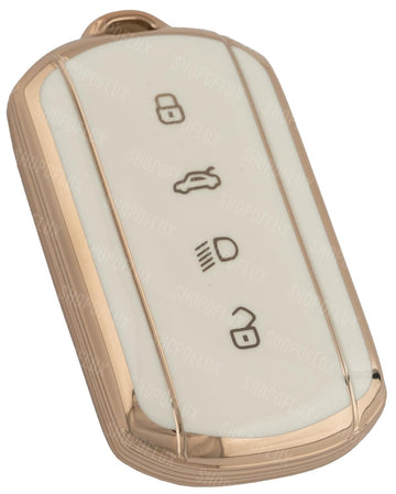 SHOPOFLUX TPU Key Cover Compatible with Tata Curvv | Curvv EV Electric | Sierra |Safari | Harrier | 4 Button Smart Key Only (White)