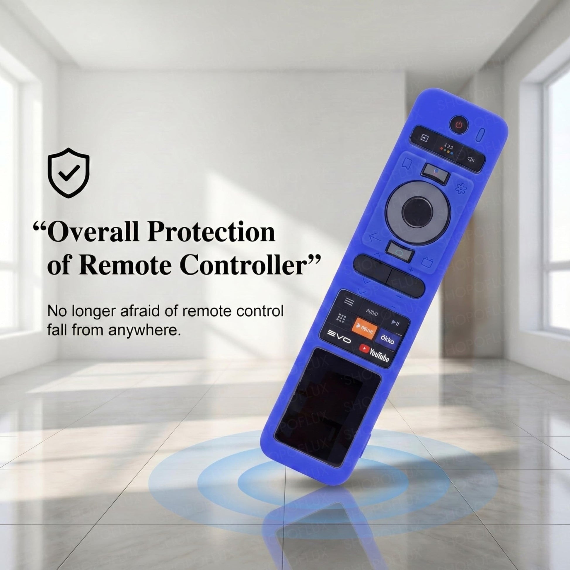 SHOPOFLUX Silicone TV Remote Cover Compatible with Haier TV Protective Case with Lanyard [Remote Not Included] (Blue) Shopoflux