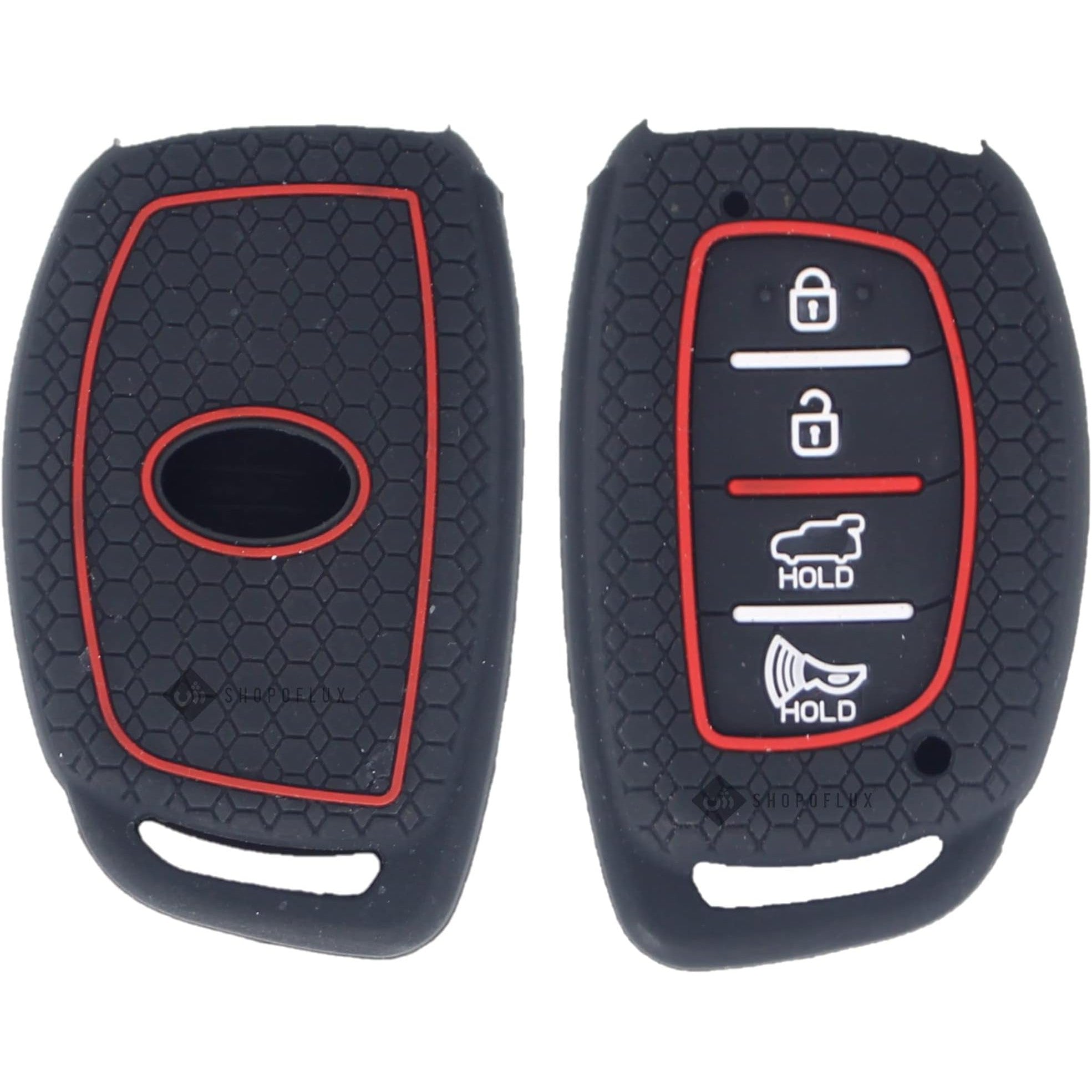 Shopoflux® Silicone Key Cover Compatible with Hyundai i20 Asta 2021 | Creta | Alcazar | Elantra | Tucson Smart Key (Black) (1)