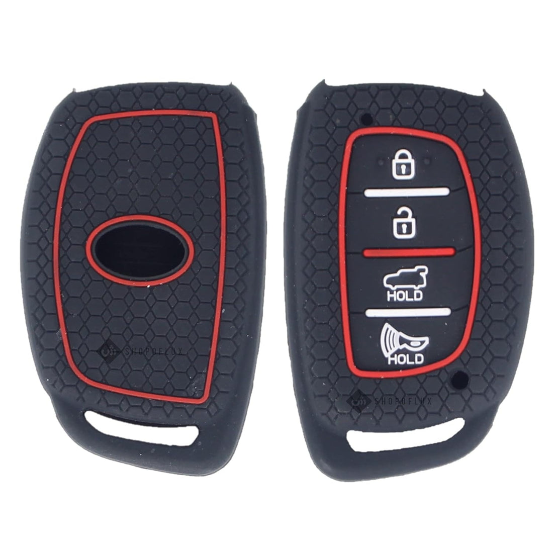 Shopoflux® Silicone Key Cover Pack 2 Compatible with Hyundai i20 Asta 2021 | Aura | Creta | Elantra | Tucson | Venue Smart Key Black