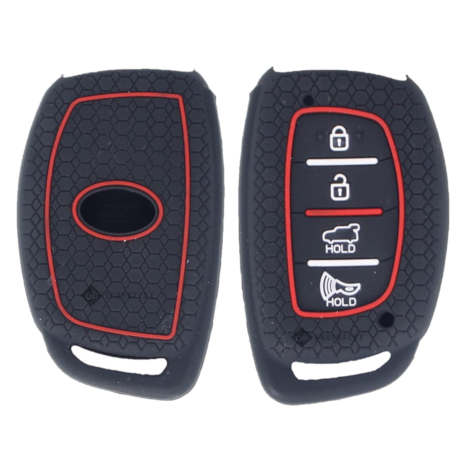 Shopoflux® Silicone Key Cover Pack 2 Compatible with Hyundai i20 Asta 2021 | Aura | Creta | Elantra | Tucson | Venue Smart Key Black