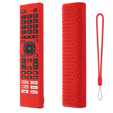 SHOPOFLUX Silicone TV Remote Cover Compatible with Toshiba Smart TV Protective Case with Lanyard (RED) Shopoflux