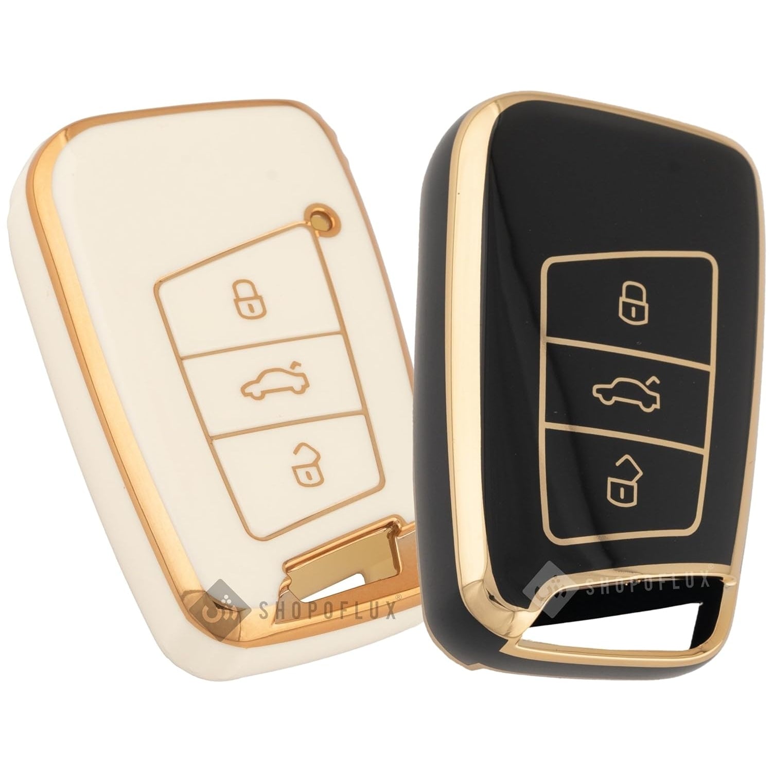 SHOPOFLUX TPU Car Key Cover Compatible for Skoda Octavia, Slavia, Kodiaq, Kushaq 3 Button Smart Key