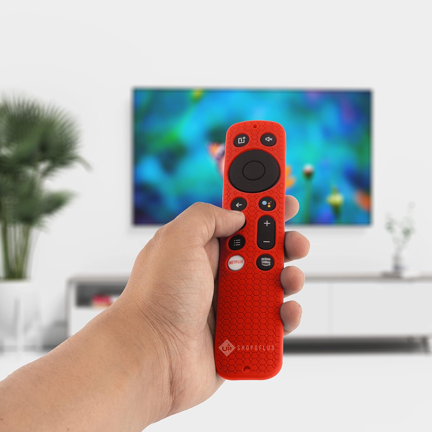SHOPOFLUX Silicone Remote Cover Compatible with Oneplus Q Series/U Series / Y1S / Y1S Edge Smart LED TV Remote (Red) Shopoflux